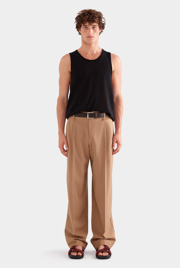 Tailored Wool Suit Trouser - Camel