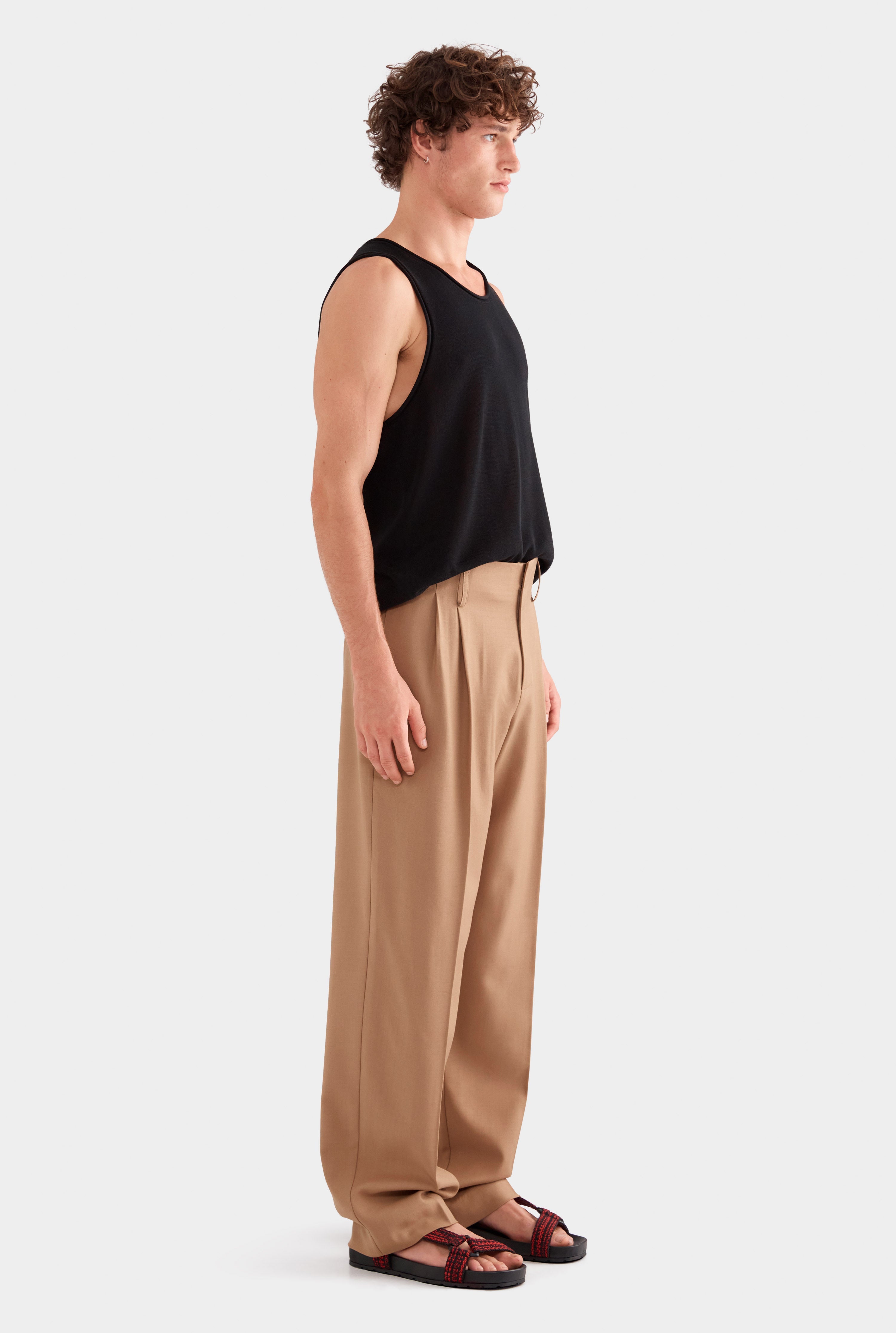 Tailored Wool Suit Trouser - Camel