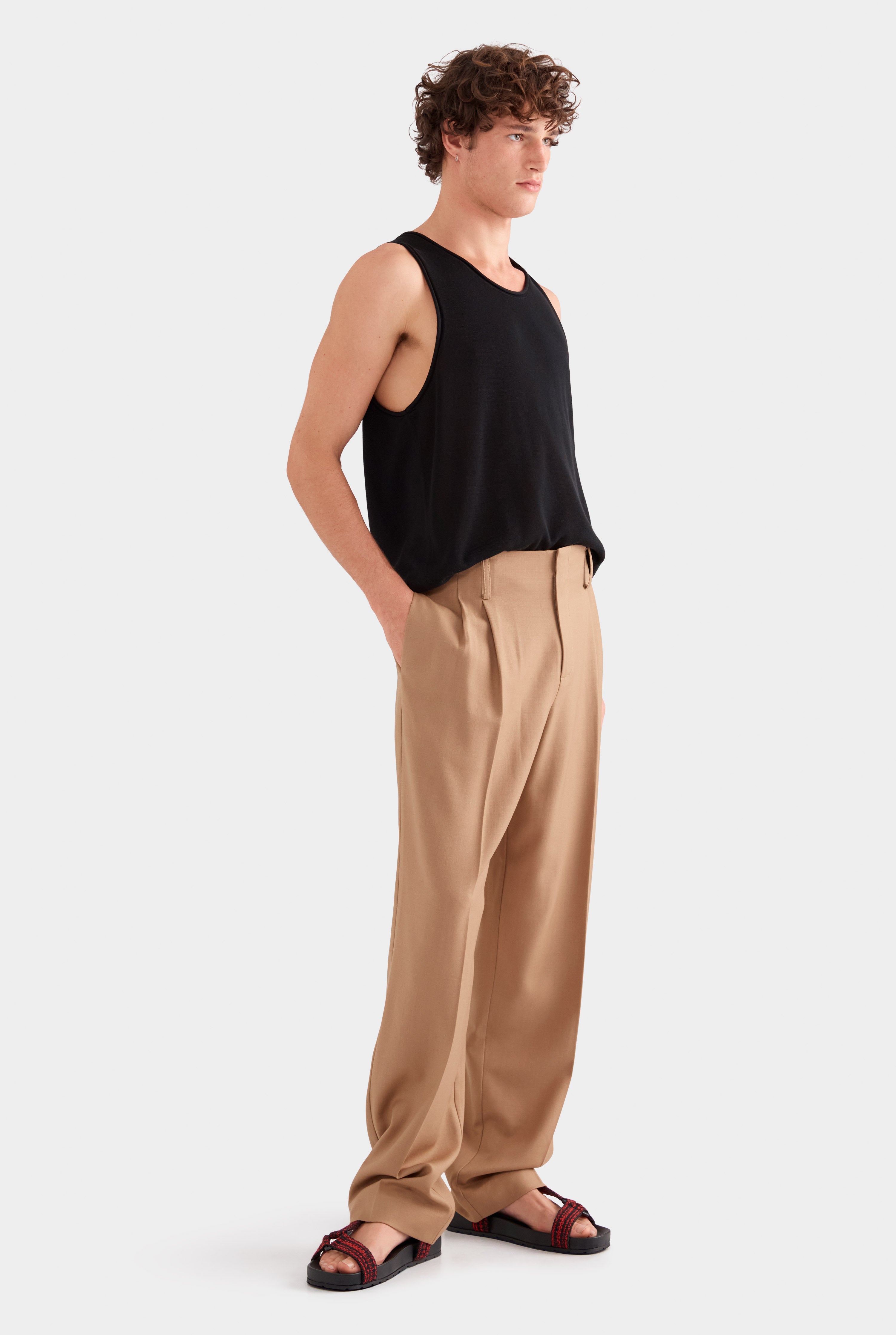 Tailored Wool Suit Trouser - Camel