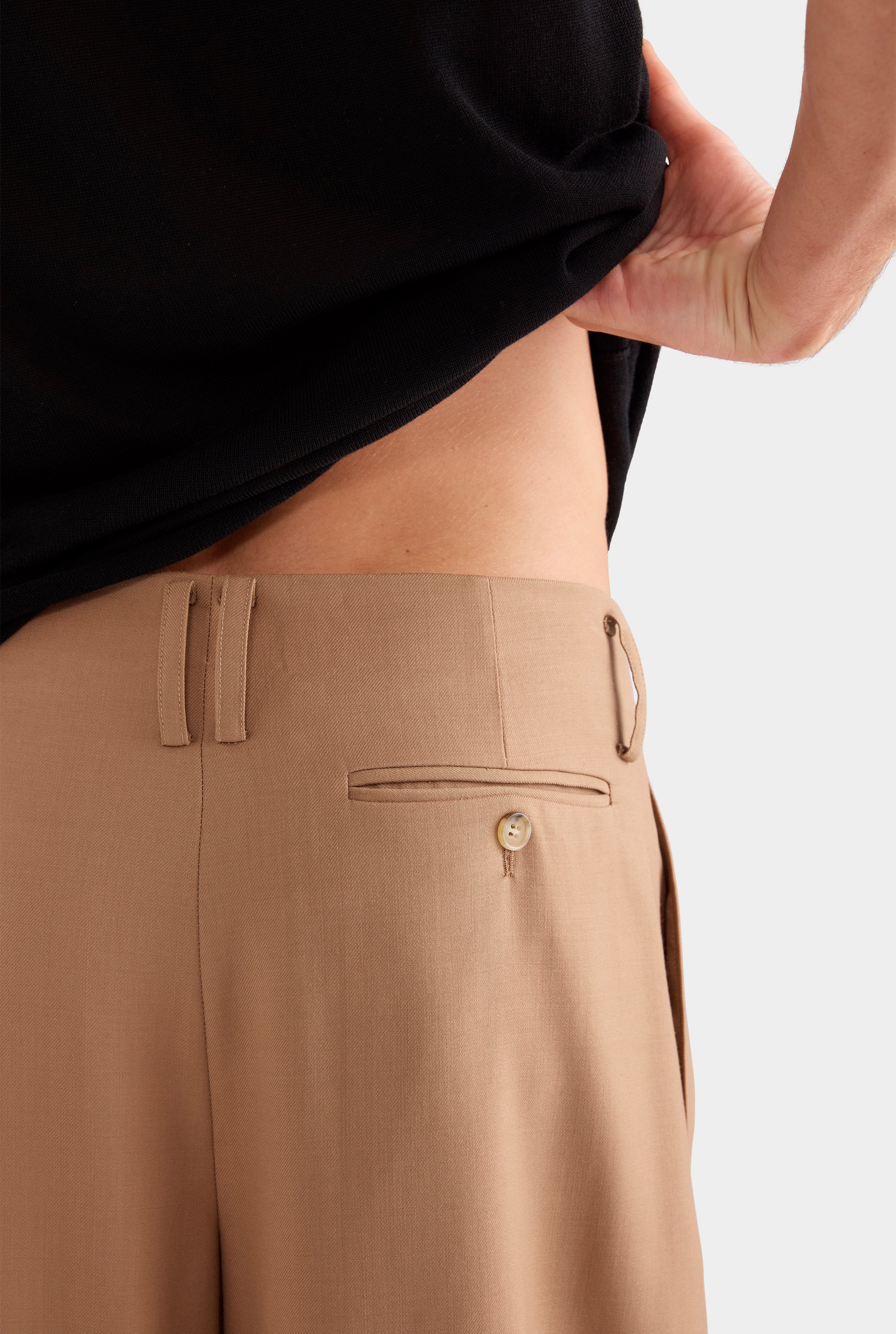 Tailored Wool Suit Trouser - Camel