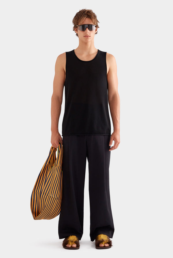 Tencel Rolled Edge Tank - Black