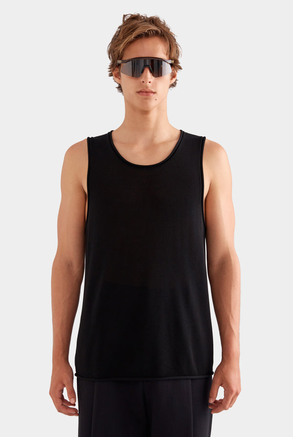 Tencel Rolled Edge Tank - Black