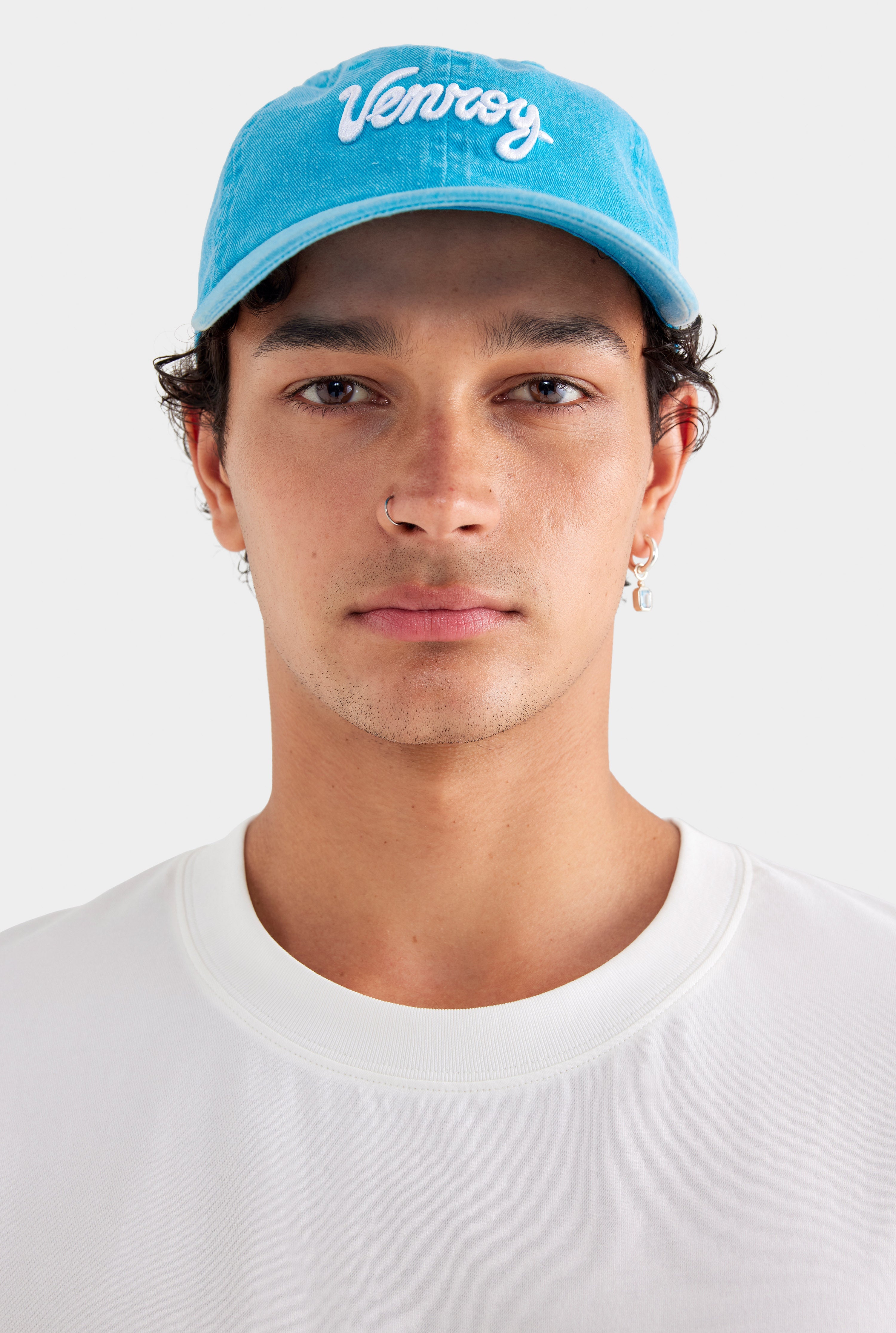 Venroy Bondi Logo Cotton Cap - Bright Blue Stonewash