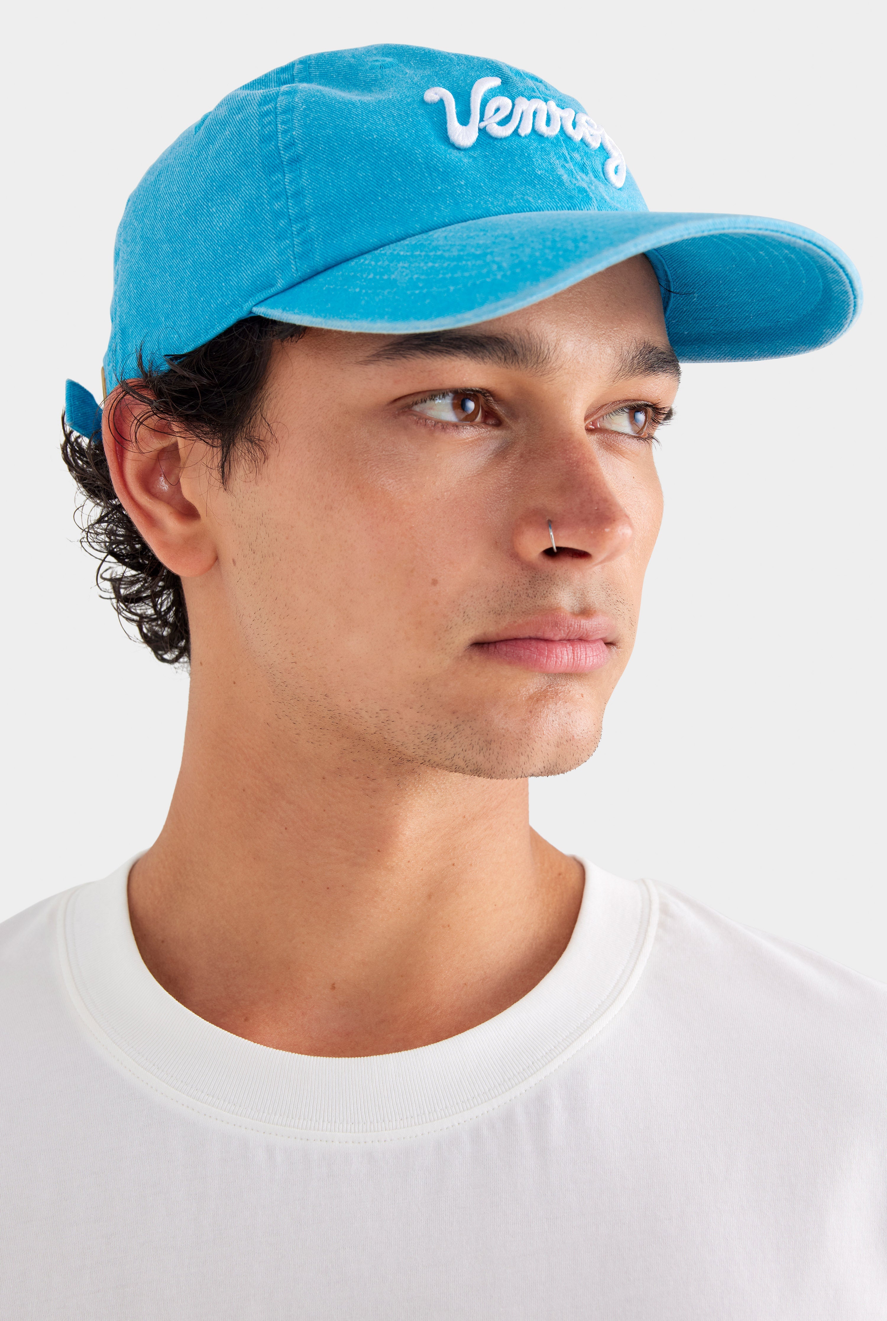 Venroy Bondi Logo Cotton Cap - Bright Blue Stonewash