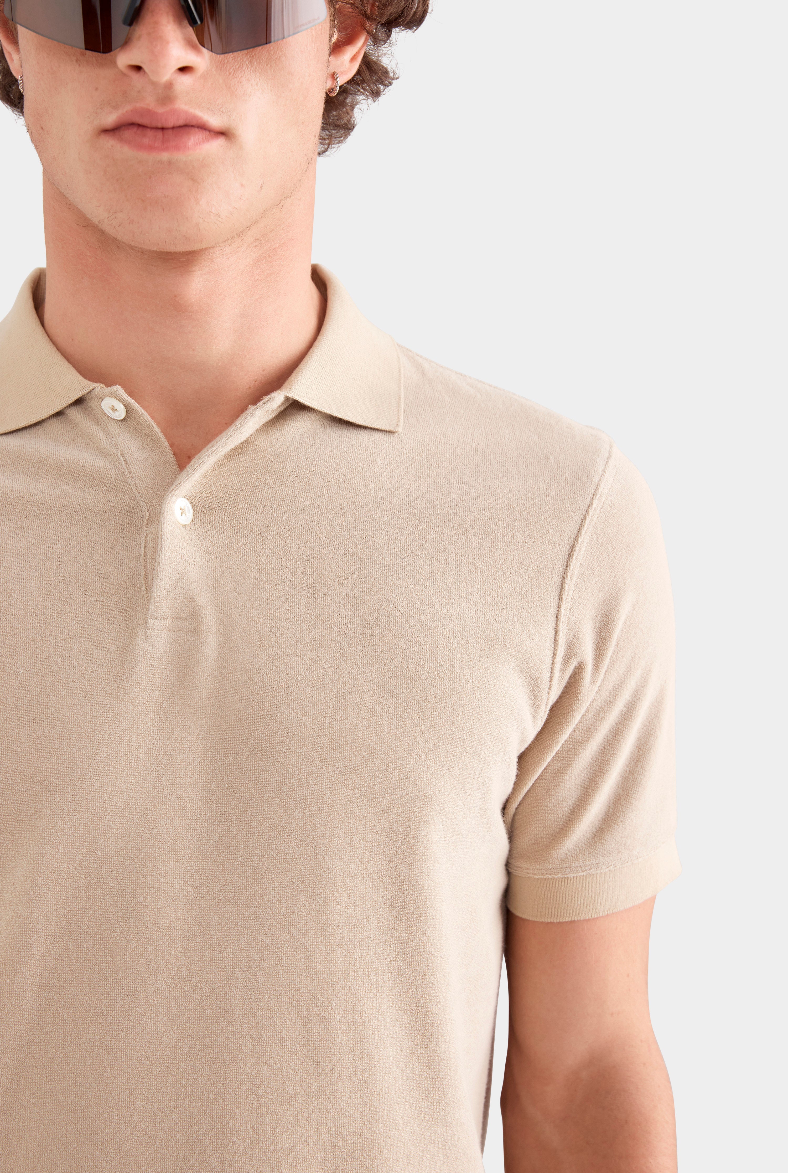 Knitted Terry Polo - Stone