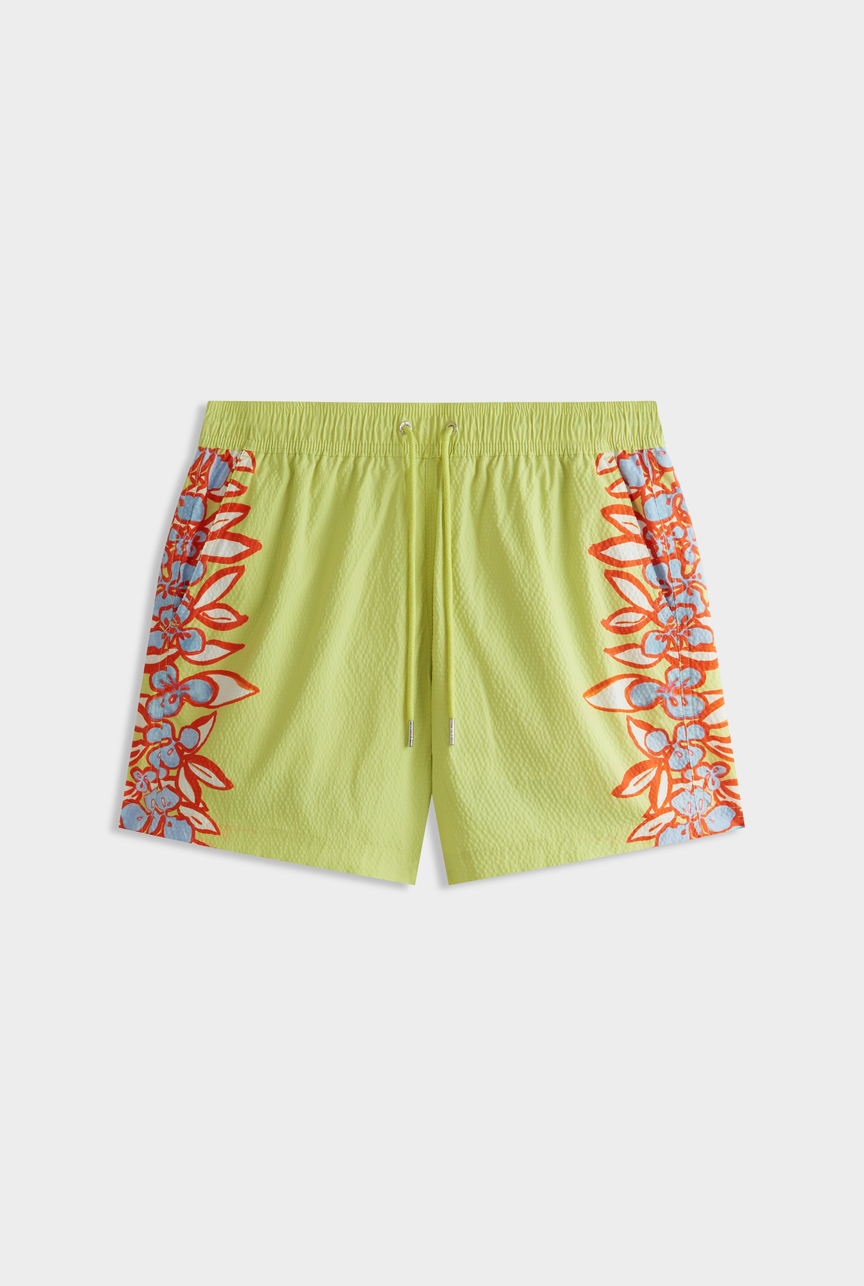 Printed Swim Short - Lime Green/Rio Red Floral