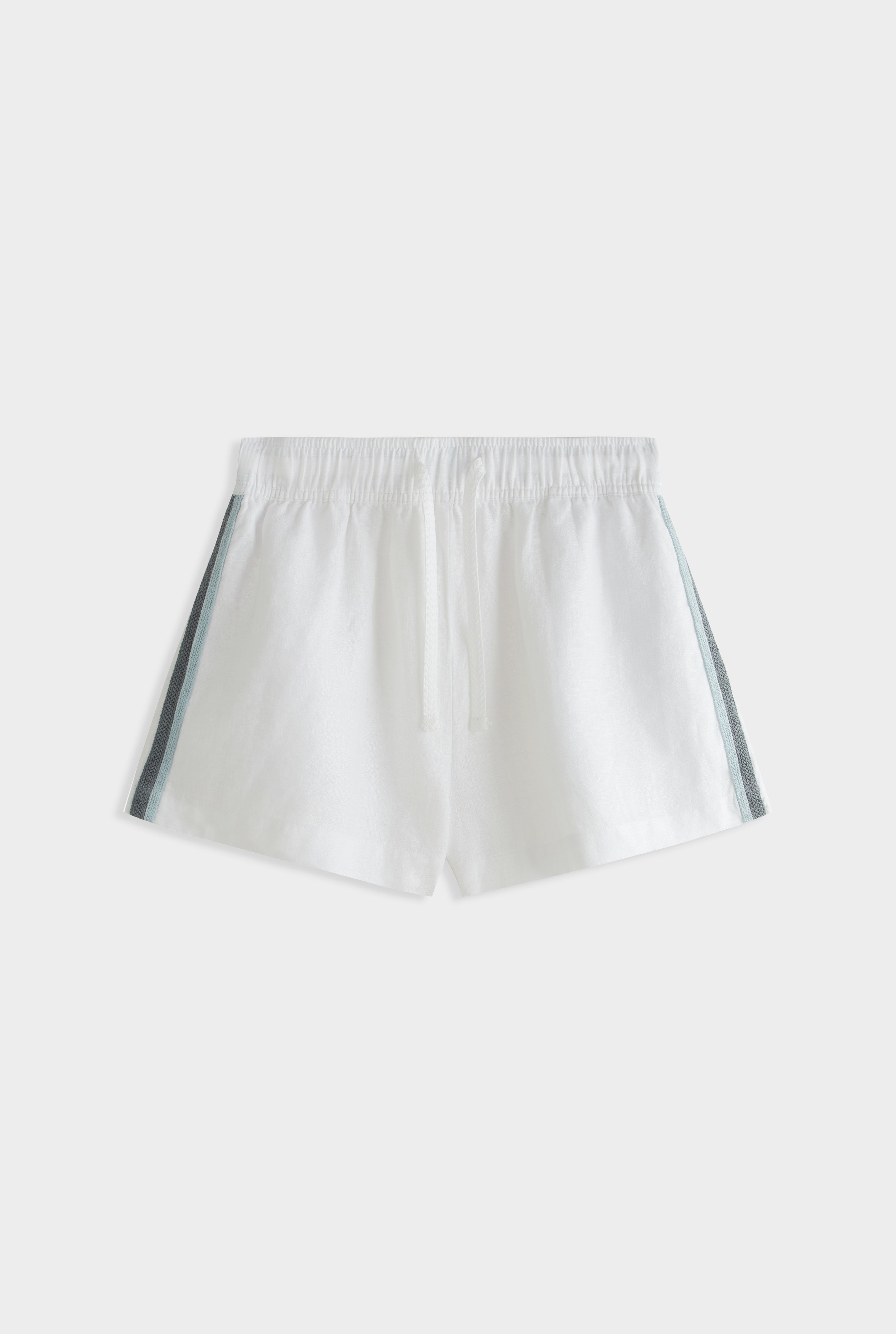 High Waisted Lounge Short 2.0 - White/Stripe Tape