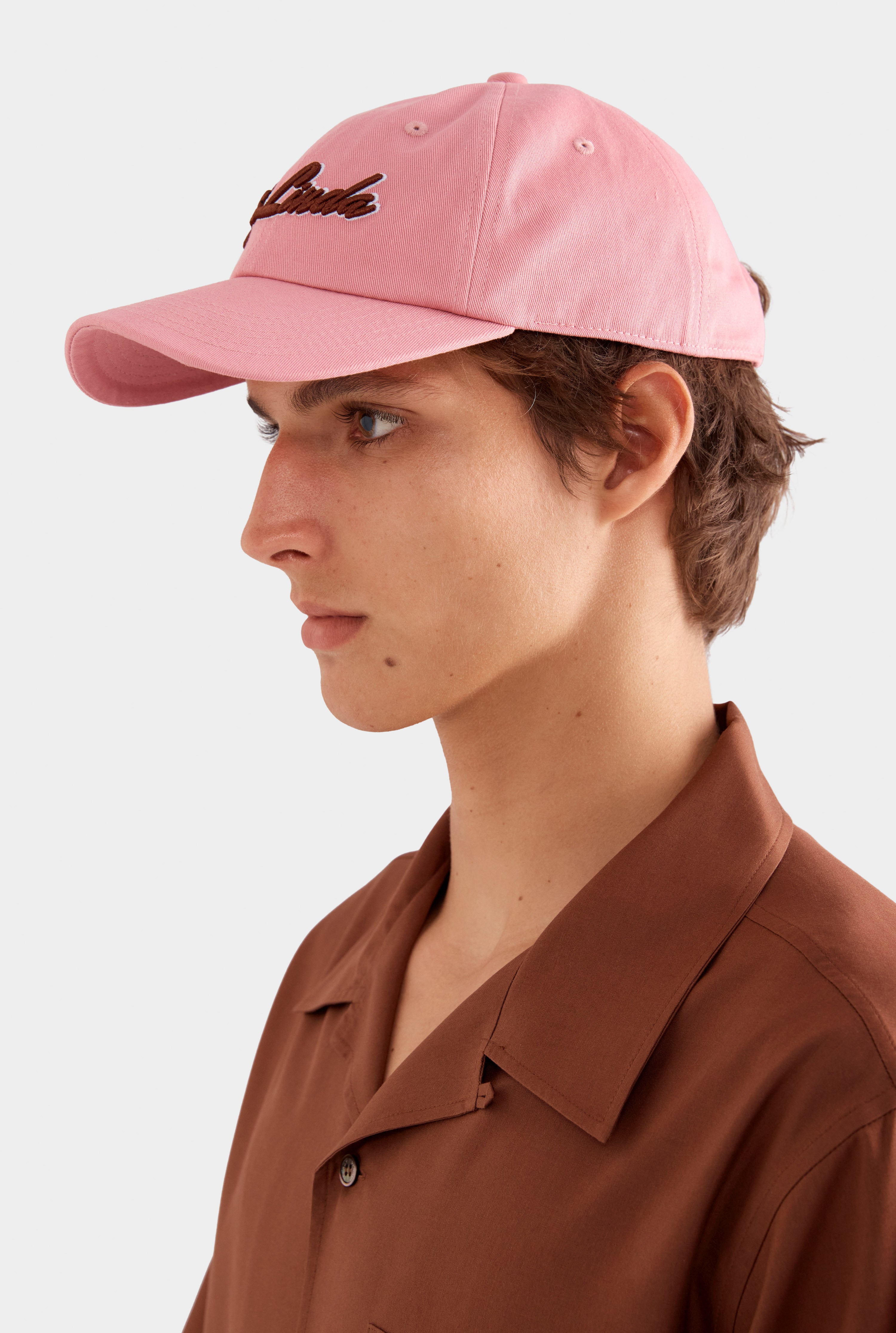Que Linda Cotton Logo Cap - Light Pink/Chocolate