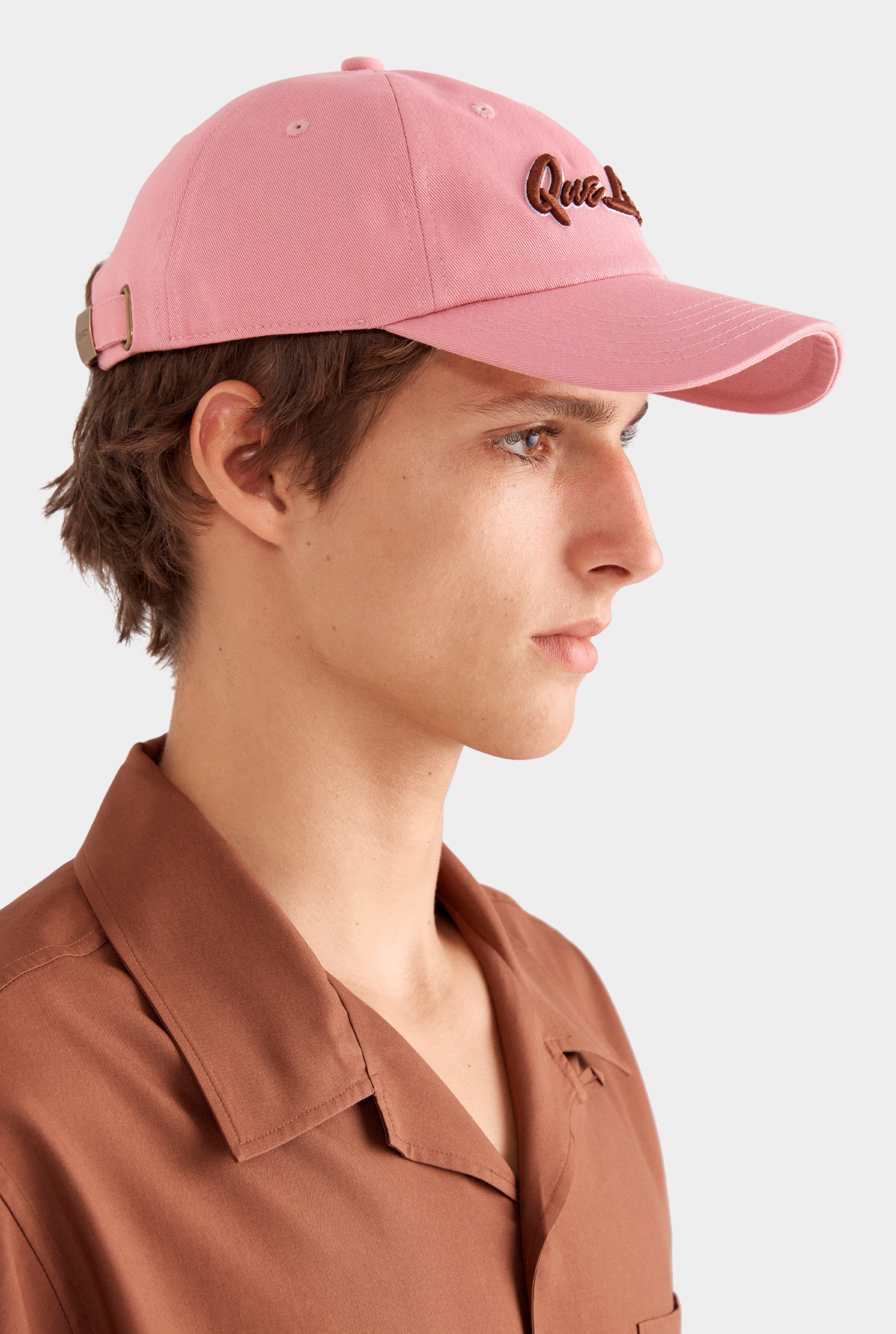 Que Linda Cotton Logo Cap - Light Pink/Chocolate