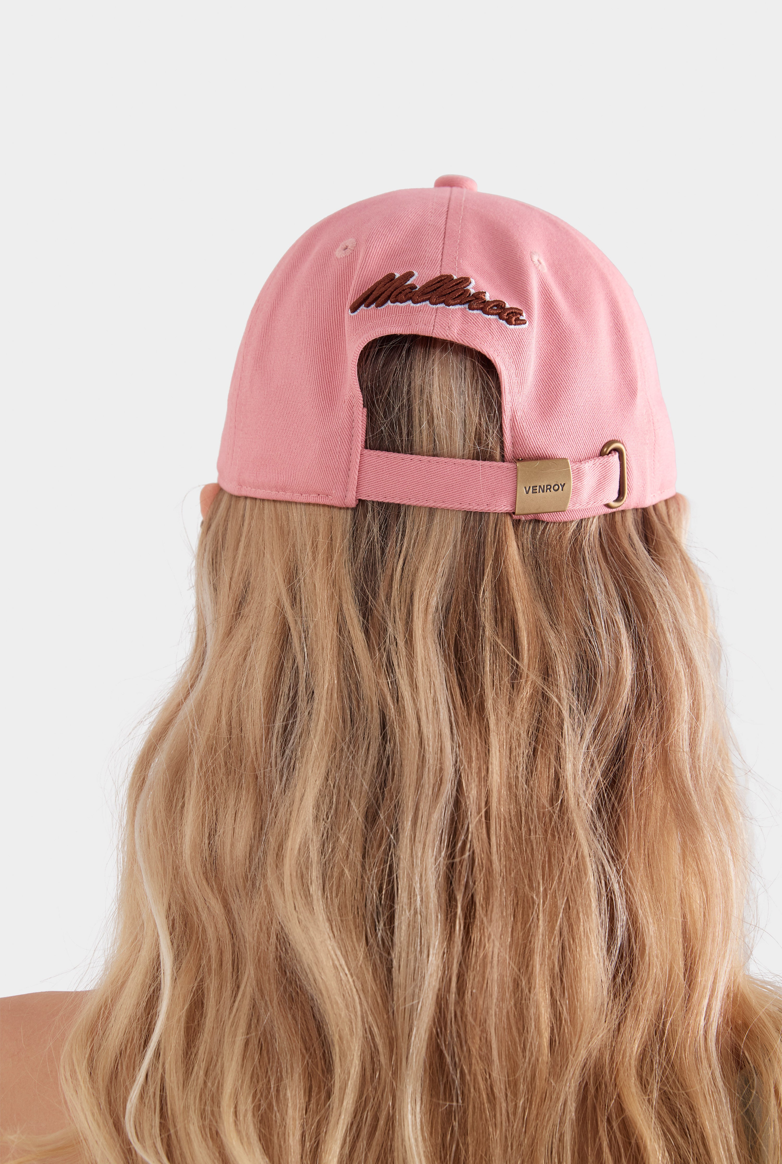 Que Linda Cotton Logo Cap - Light Pink/Chocolate