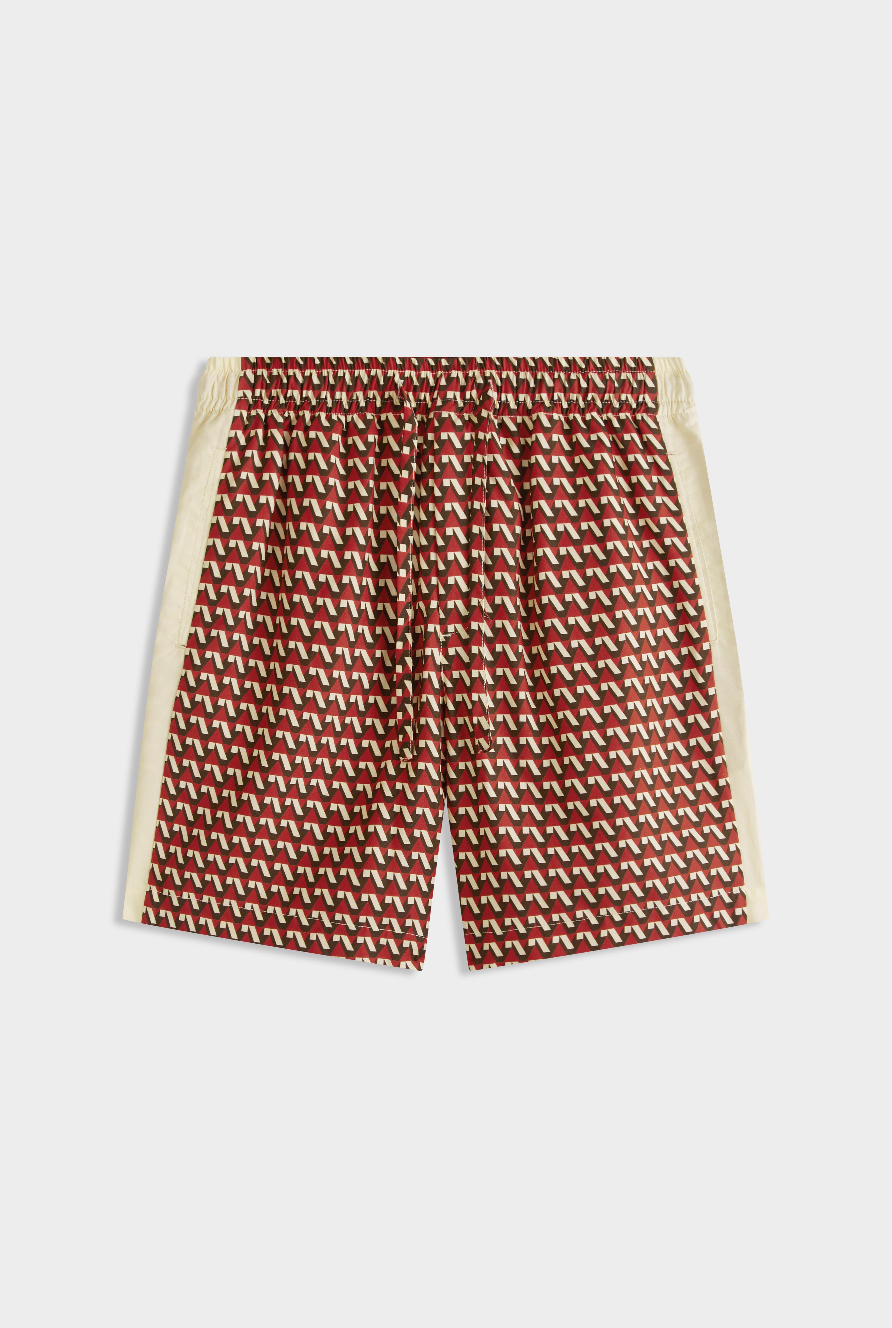 Printed Tencel Lounge Short - Cocoa/Red V Monogram