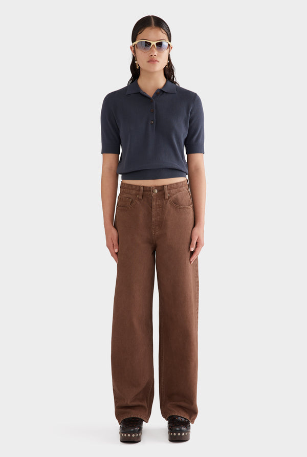 Straight Leg Denim Jean - Brown