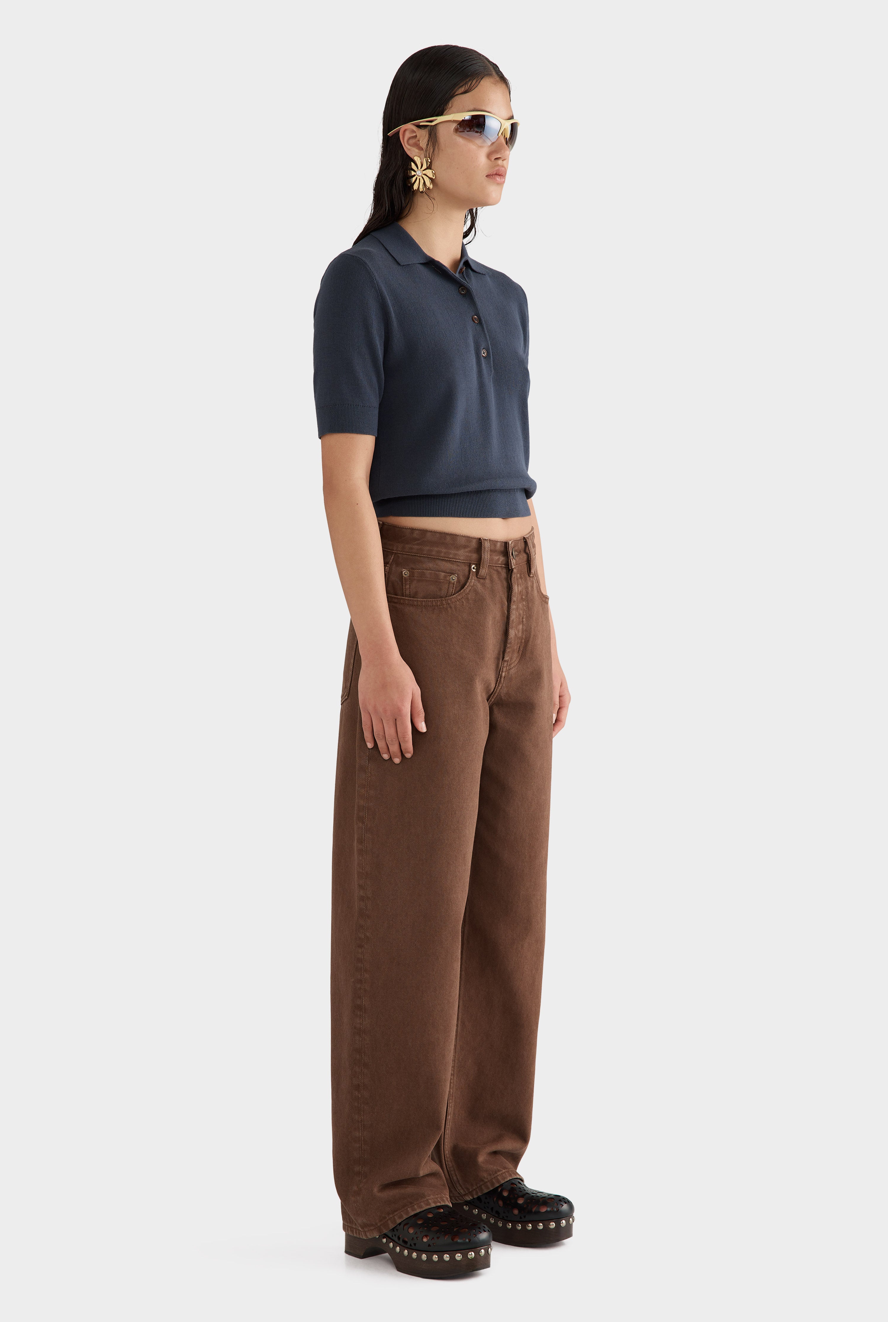 Straight Leg Denim Jean - Brown