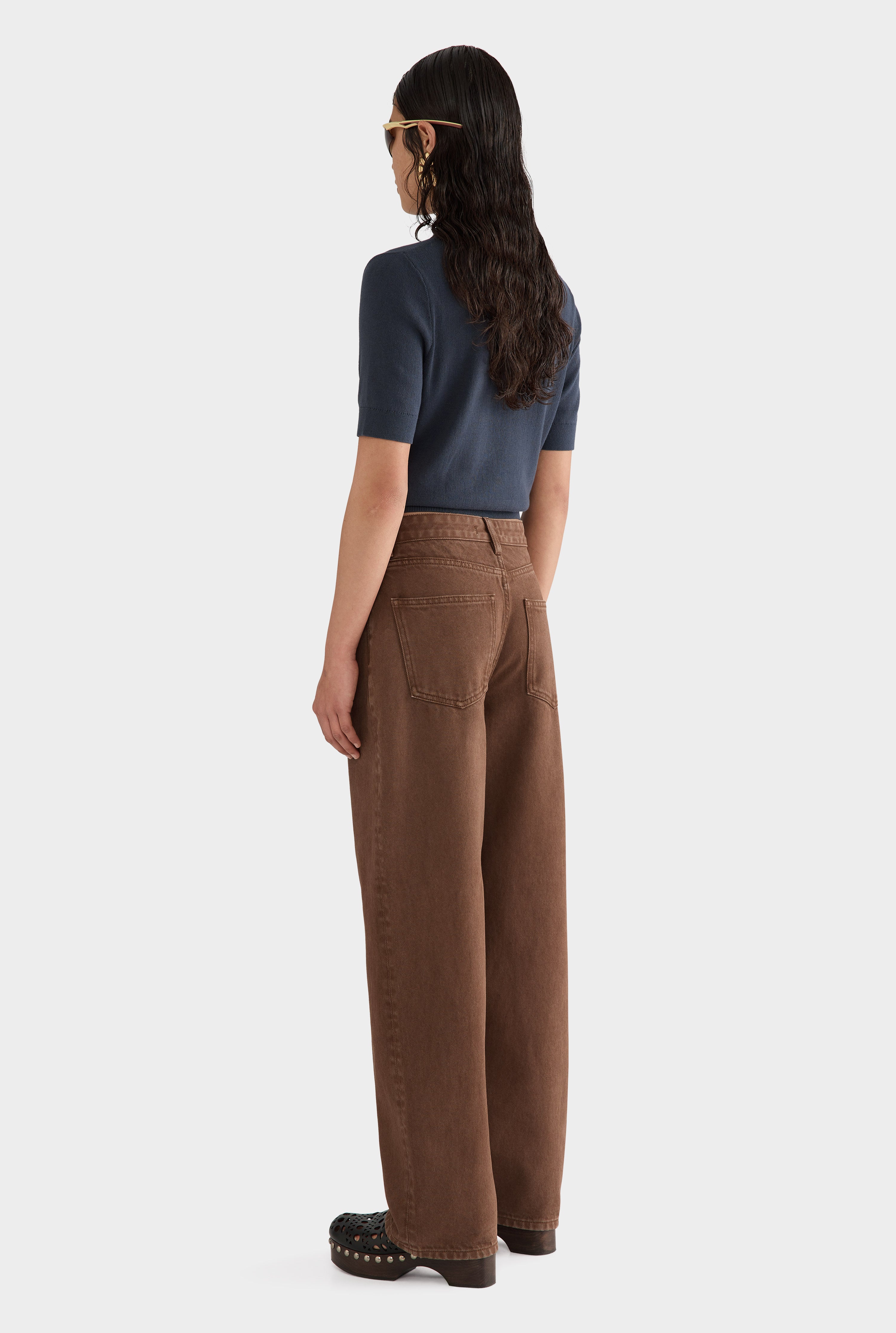 Straight Leg Denim Jean - Brown