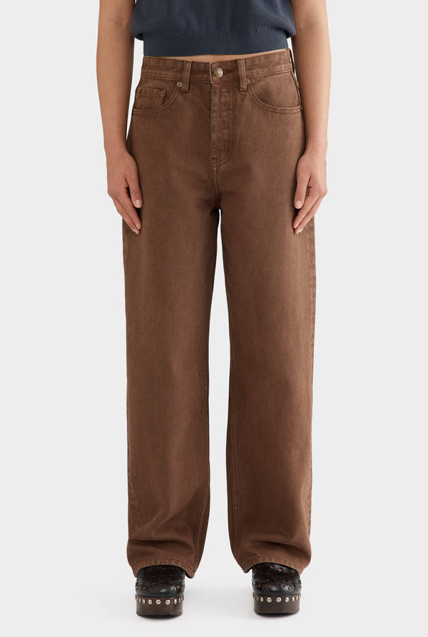 Straight Leg Denim Jean - Brown