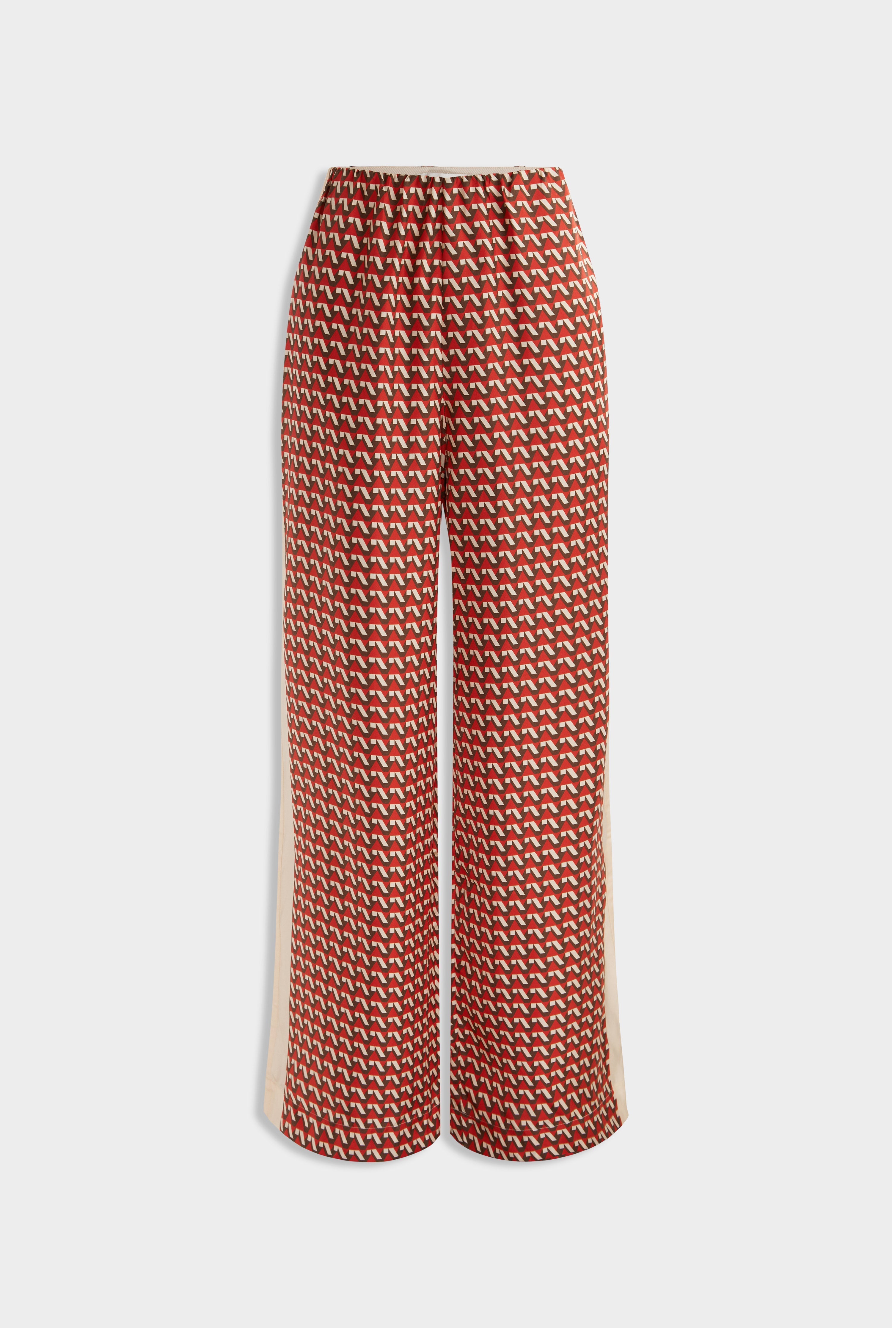 Silk Relaxed Pant - Cocoa/Red V Monogram