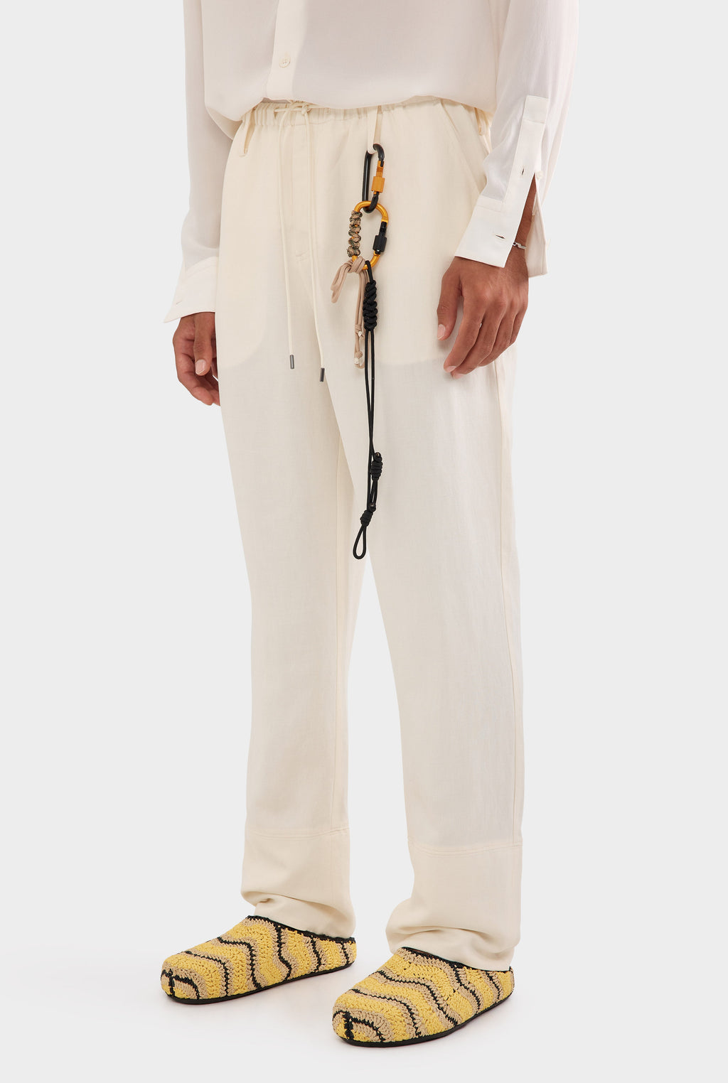 Silk Linen Relaxed Trouser - Cream