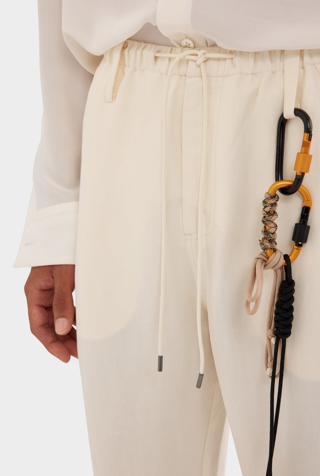 Silk Linen Relaxed Trouser - Cream