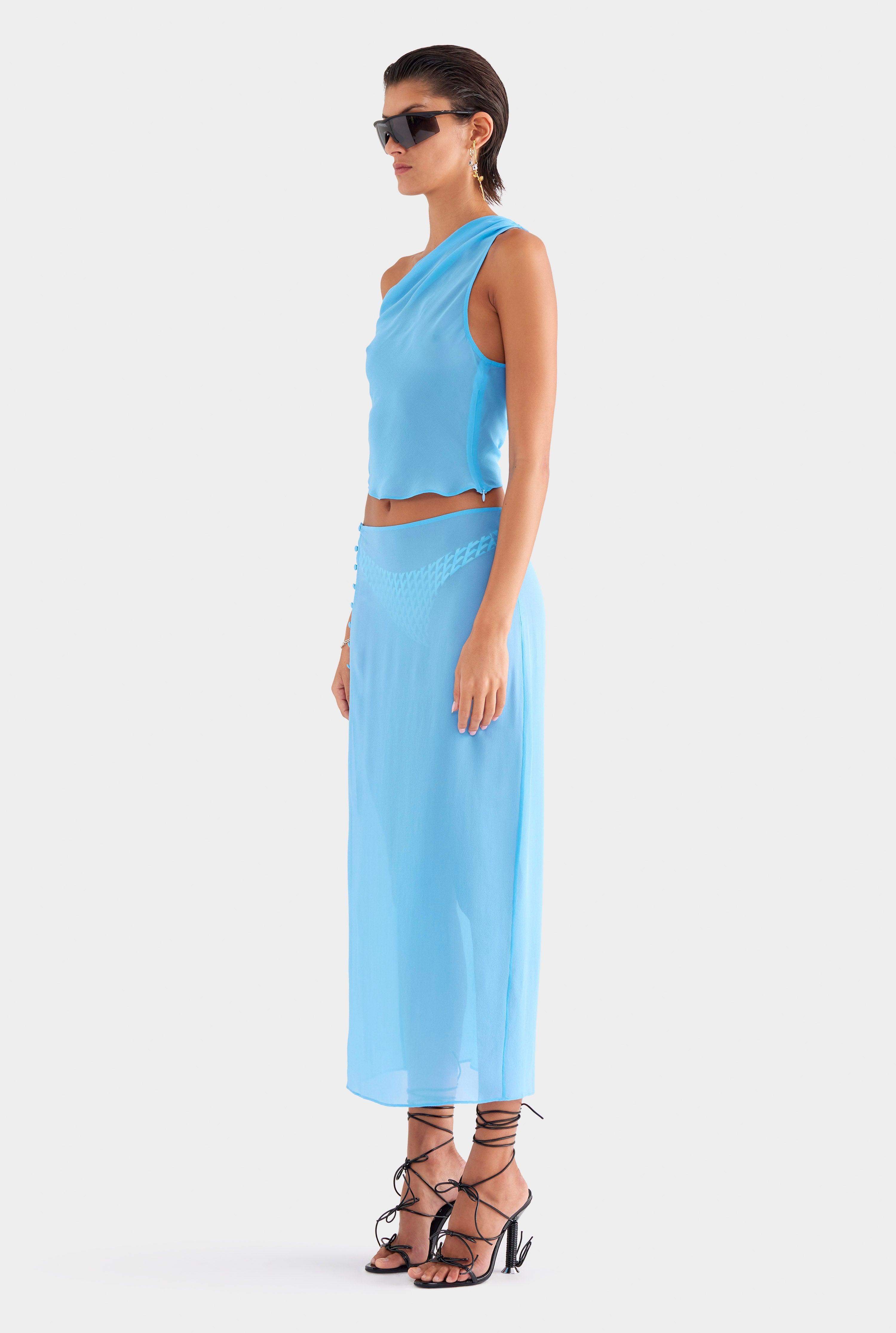 Sheer Silk Skirt - Azure Blue