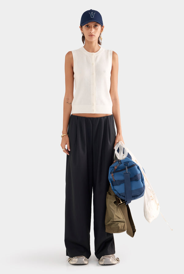 Cashmere Button Through Tank - Off White