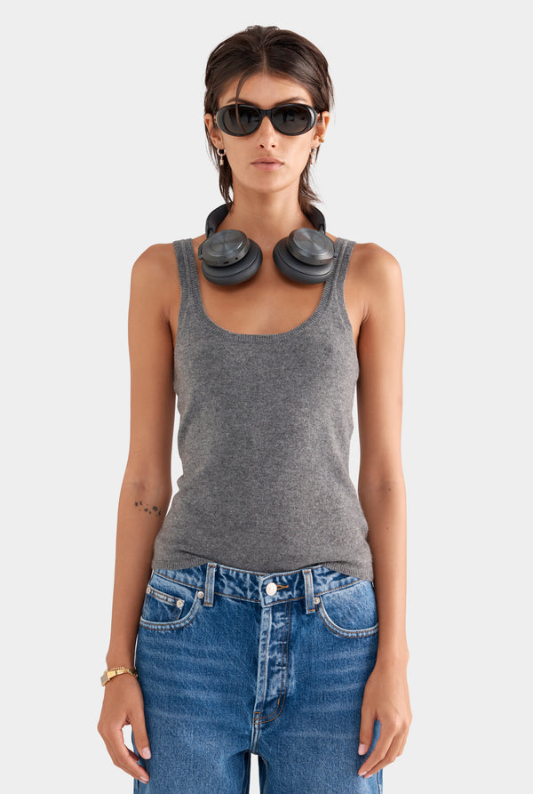 Cashmere Tank - Charcoal
