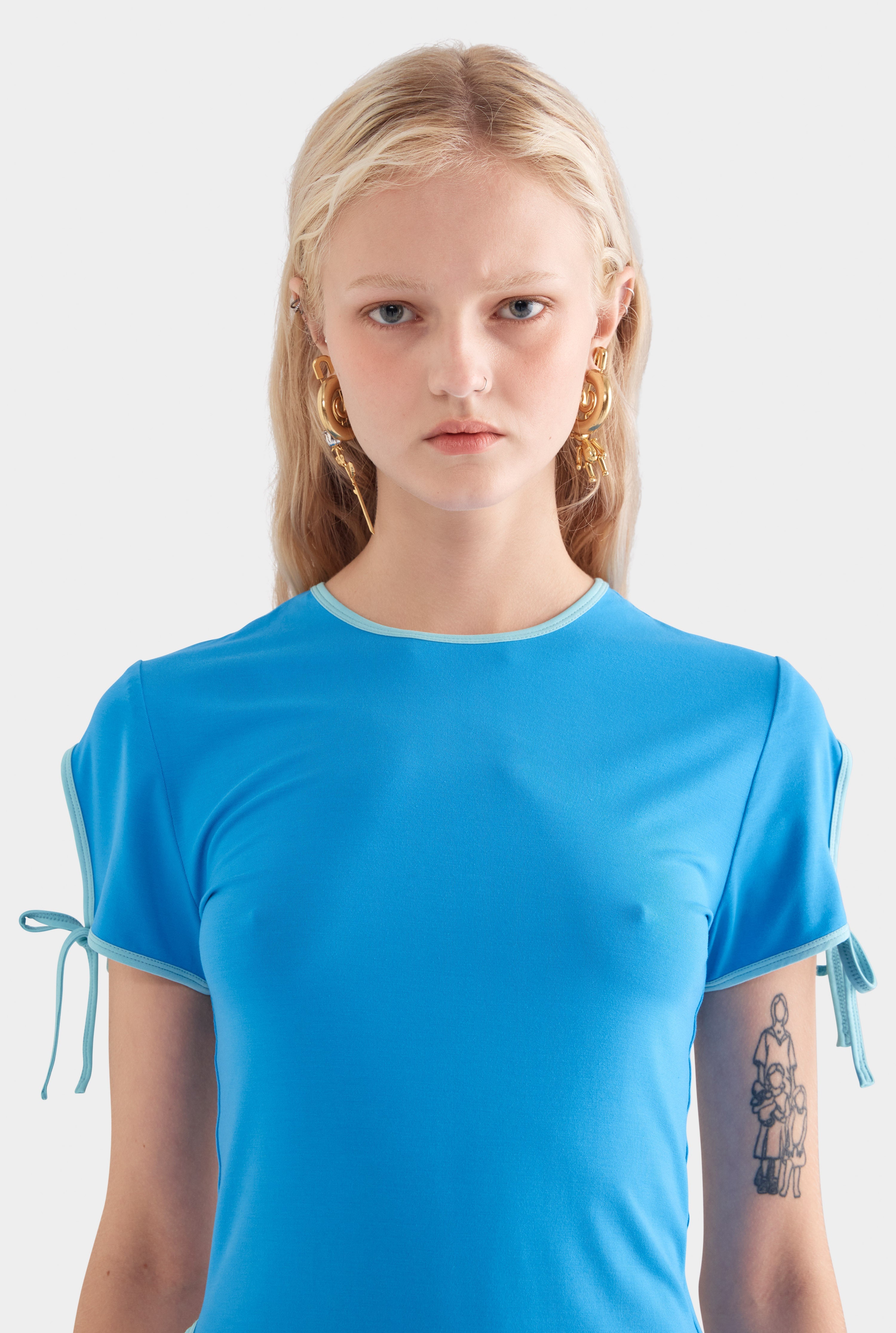 Contrast Jersey Tee - Bright Blue/Aqua Blue