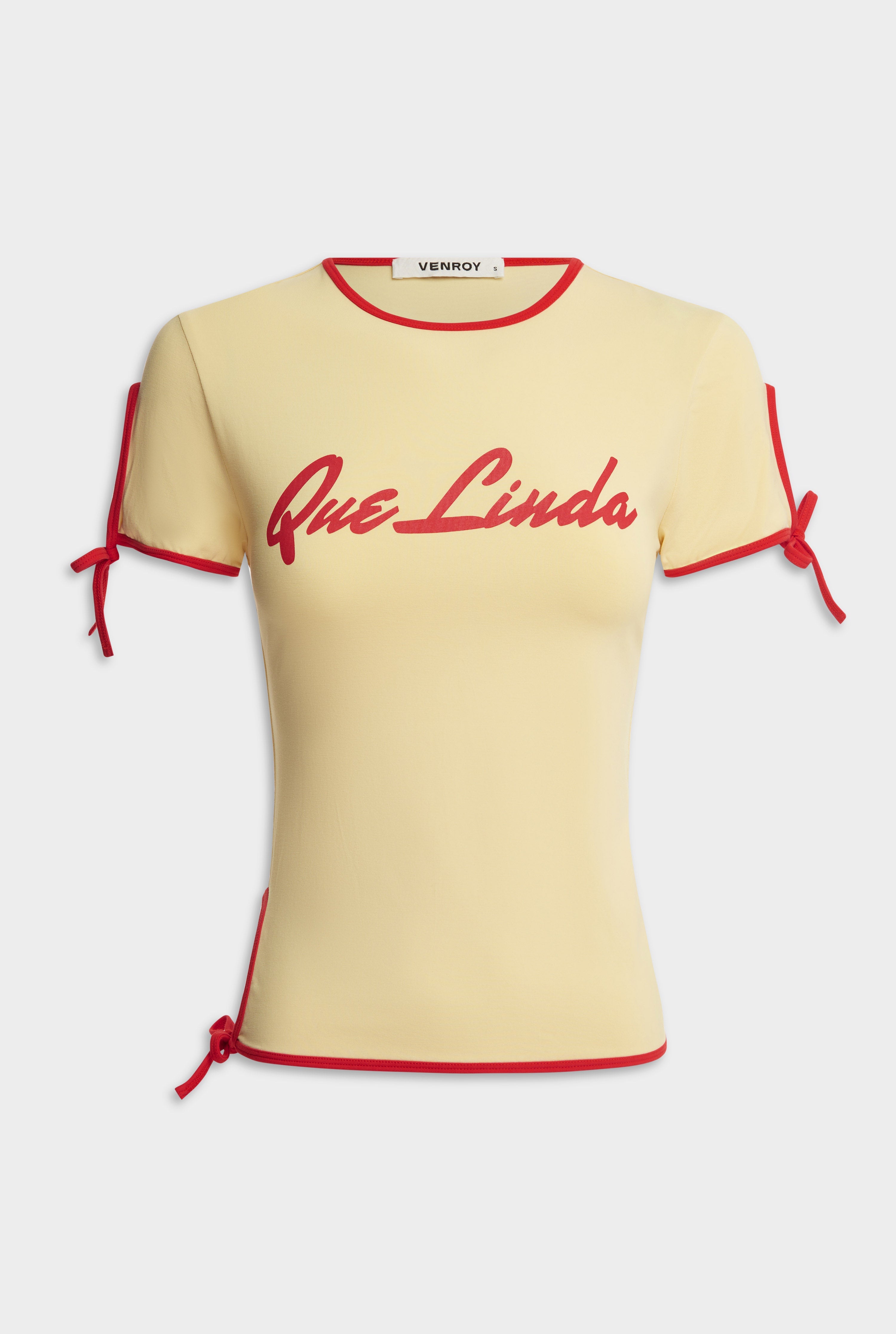 Contrast Jersey Tee - Dusty Yellow/Red Que Linda