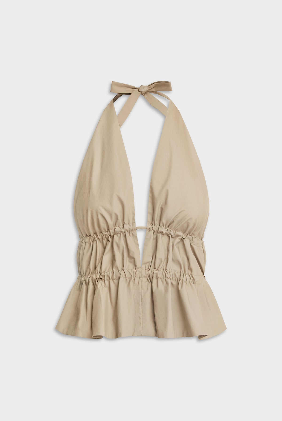 Cotton Poplin Halter Top - Pebble