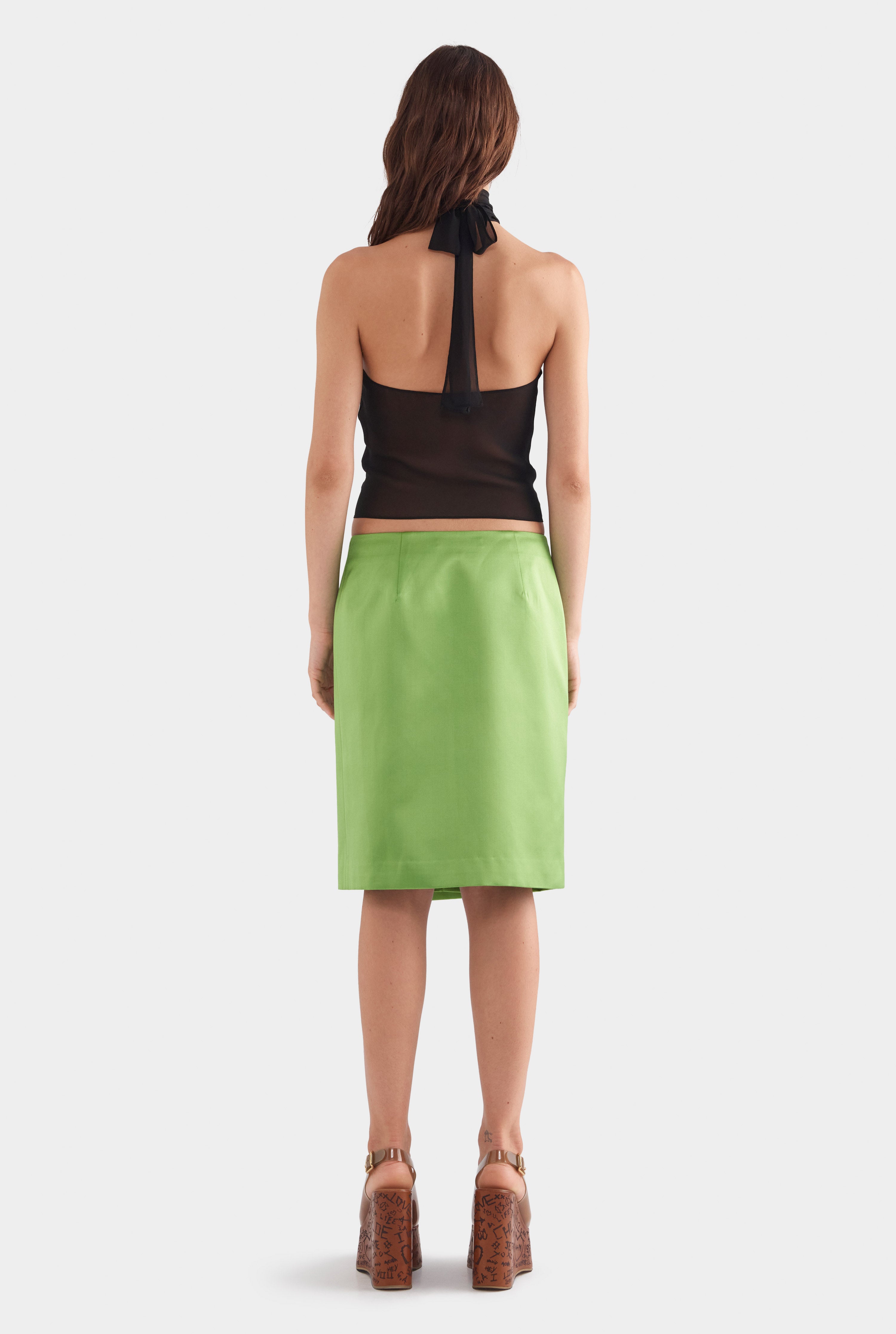 Cross Front Silk Scarf Top - Black
