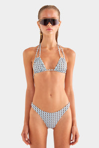 Double Strap Halter Bikini - Powder Blue/Chestnut V Monogram