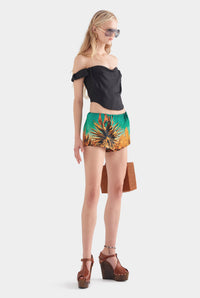 Silk Cotton Mini Short - Cactus Print