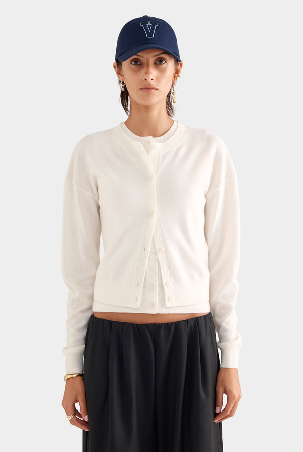 Dropshoulder Cashmere Cardigan - Off White