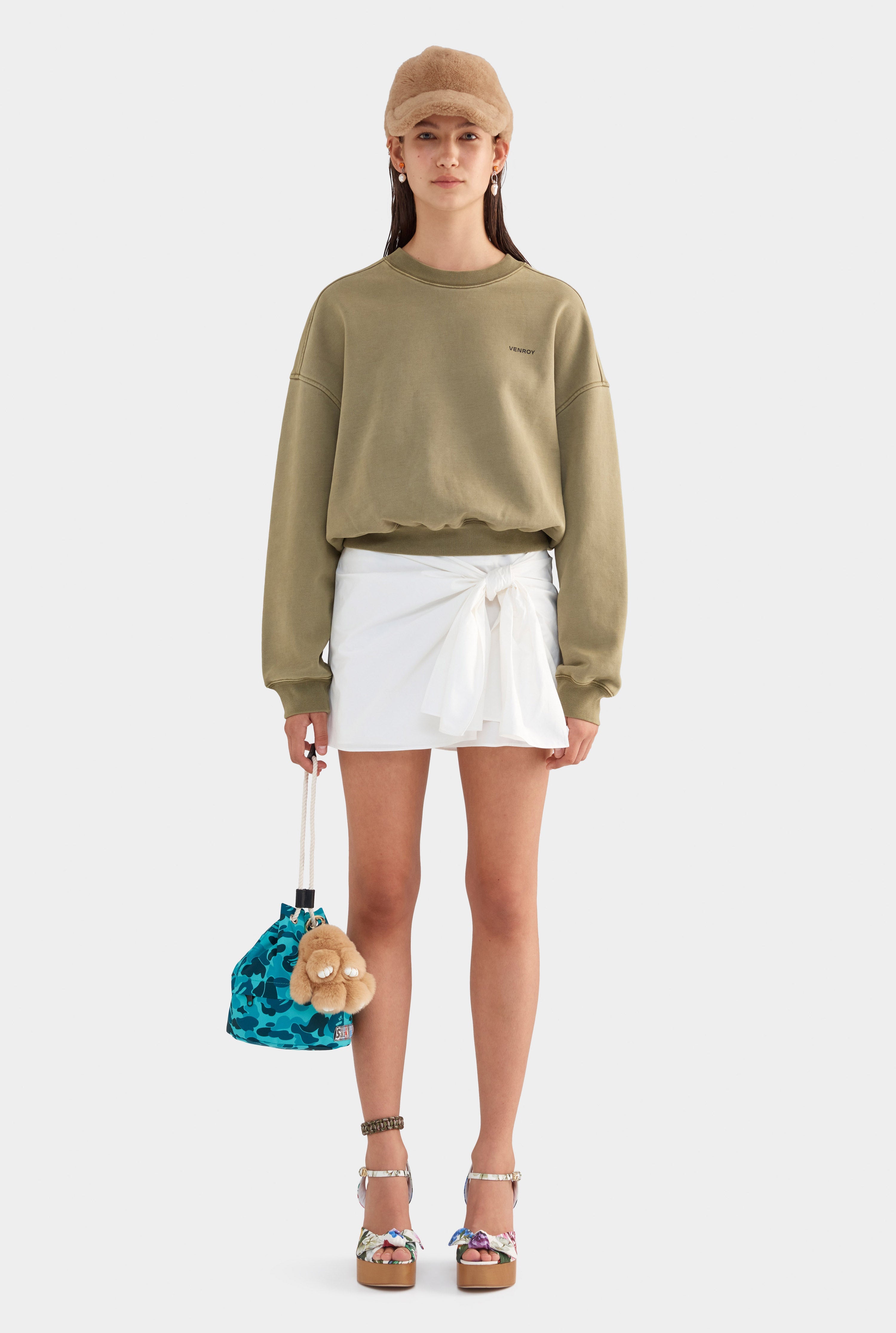 Fleece Track Crewneck - Khaki