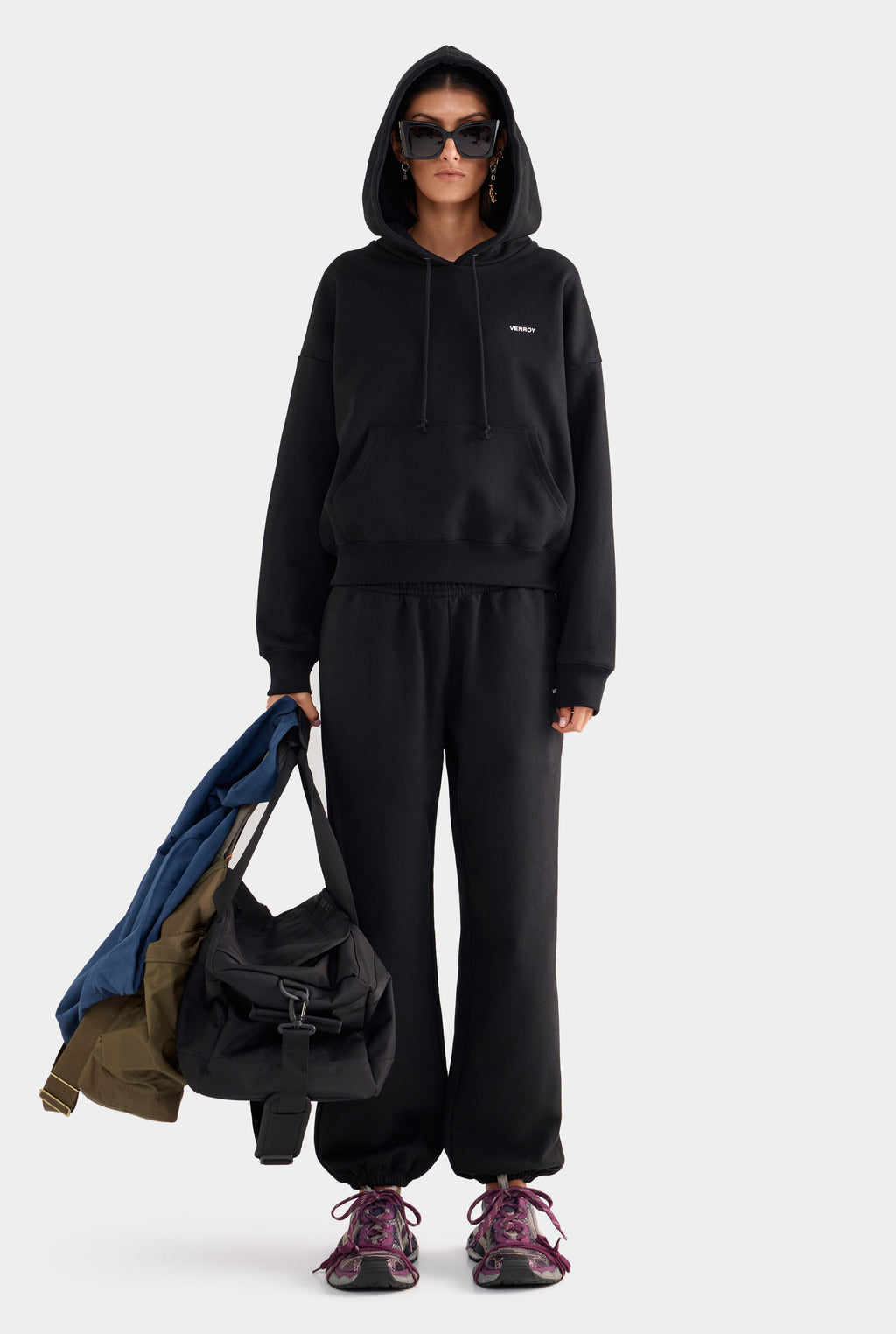 Fleece Track Hoodie - Black