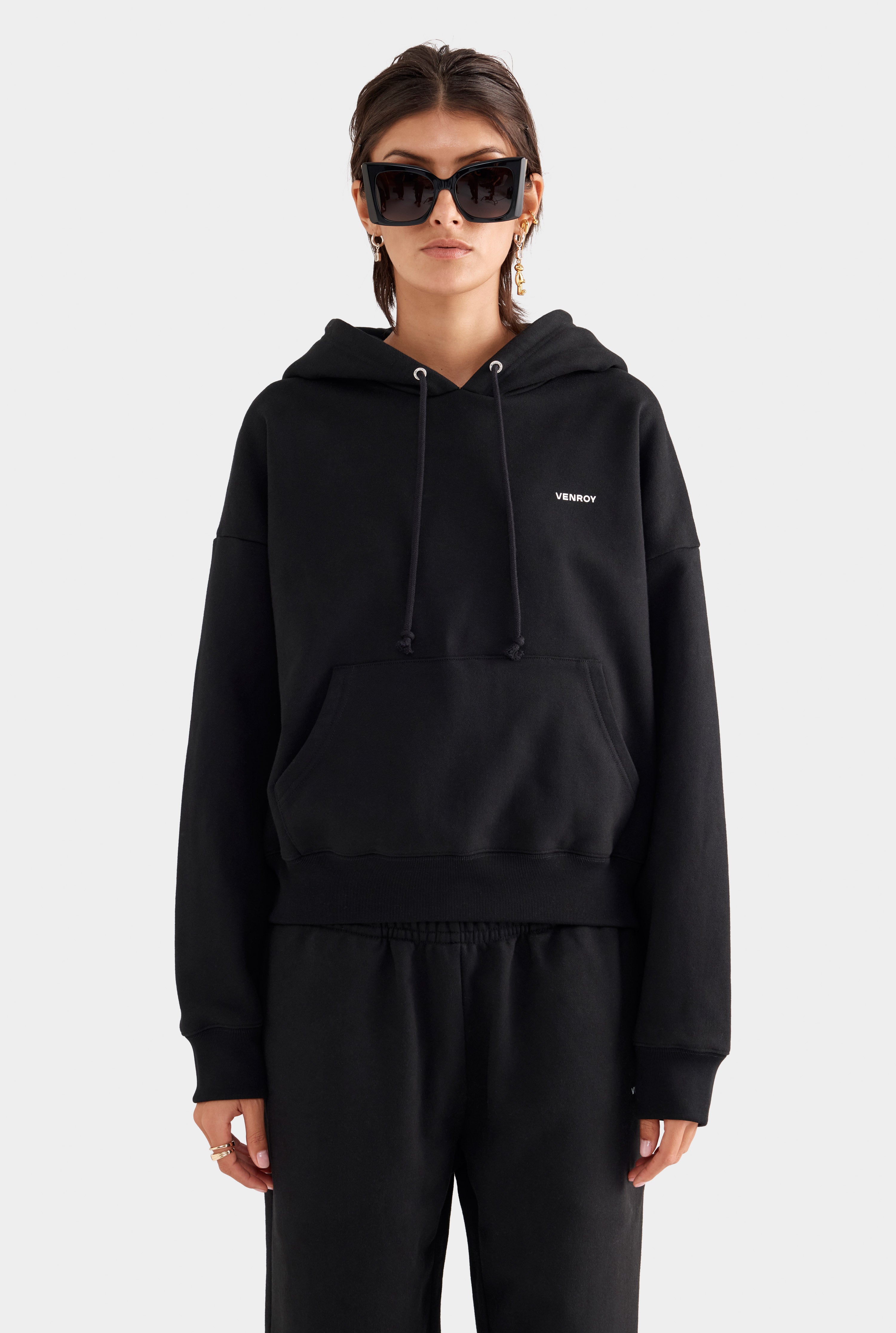 Fleece Track Hoodie - Black