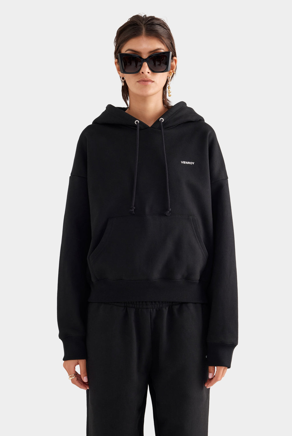 Fleece Track Hoodie - Black