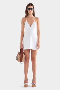 Halter Linen Mini Dress - White