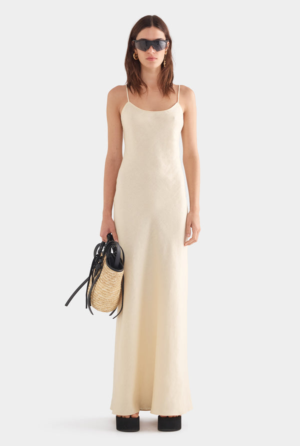 Linen Slip Dress - Dusty Yellow