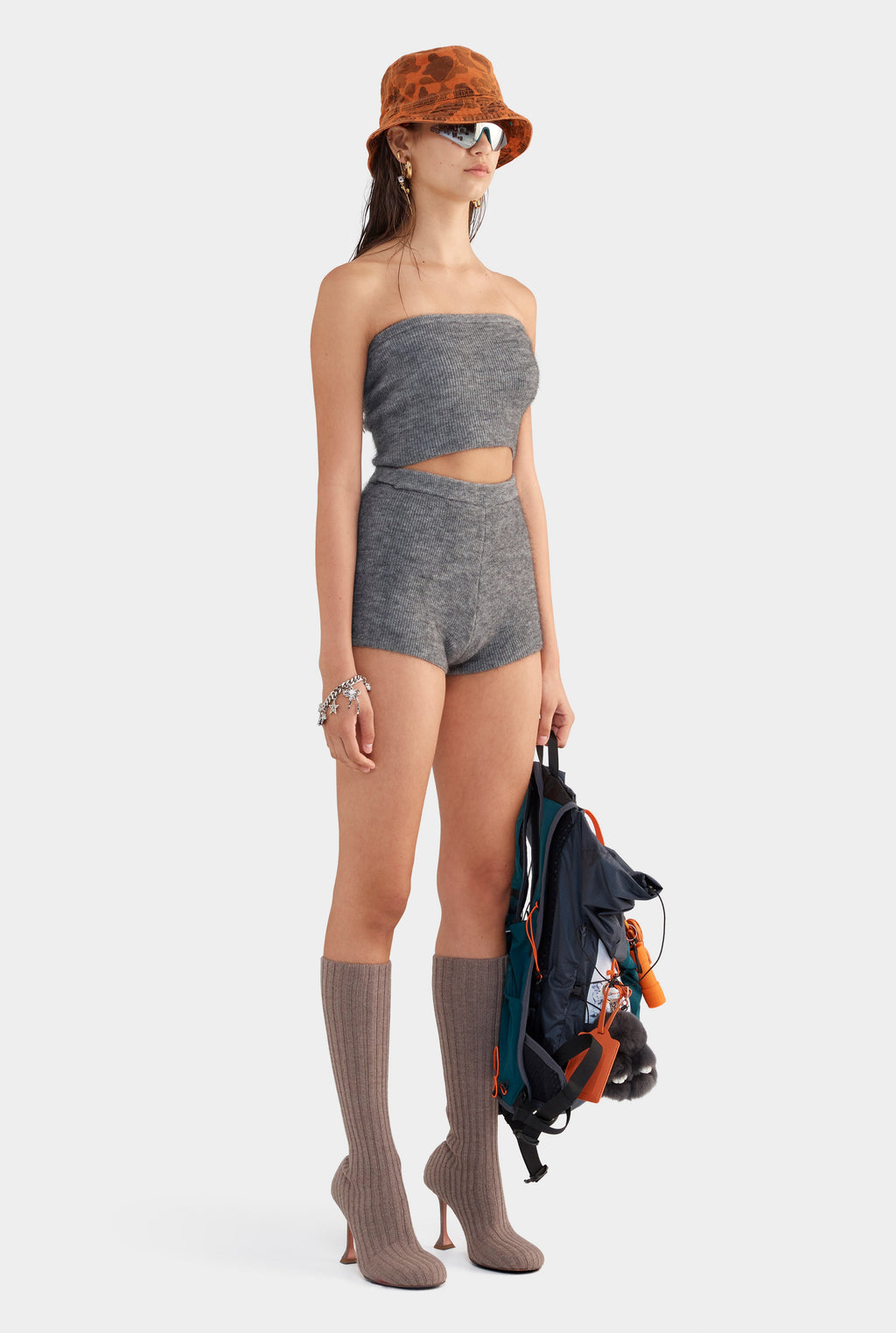 Mohair Wool Knit Short - Dark Grey Marl