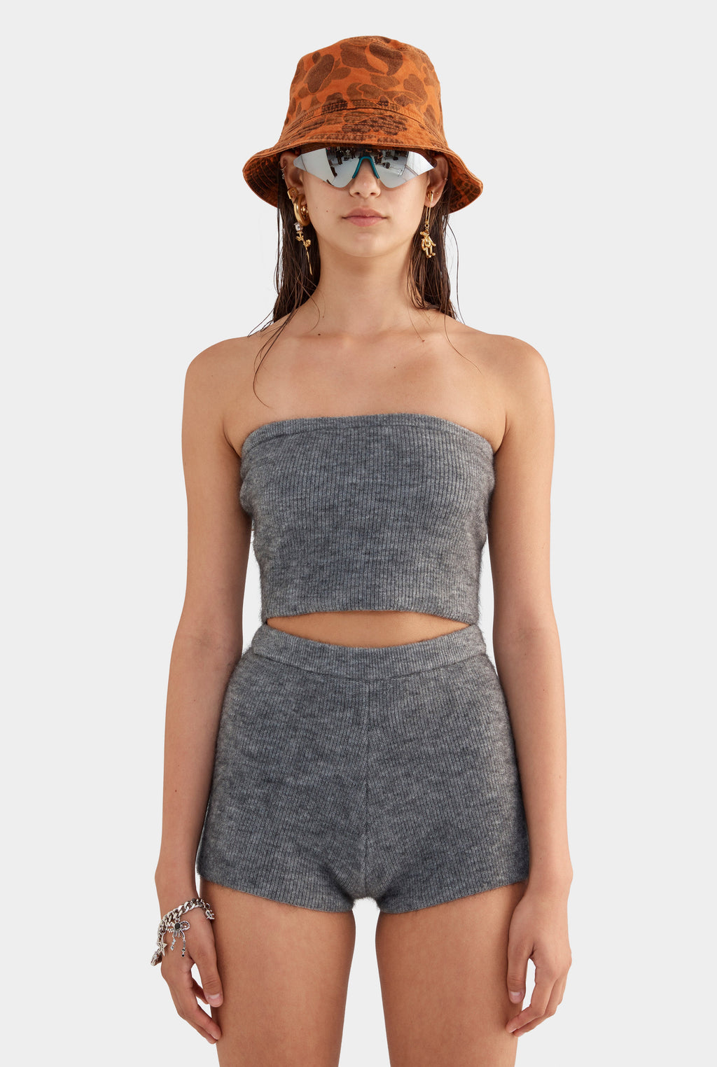 Mohair Wool Knit Short - Dark Grey Marl