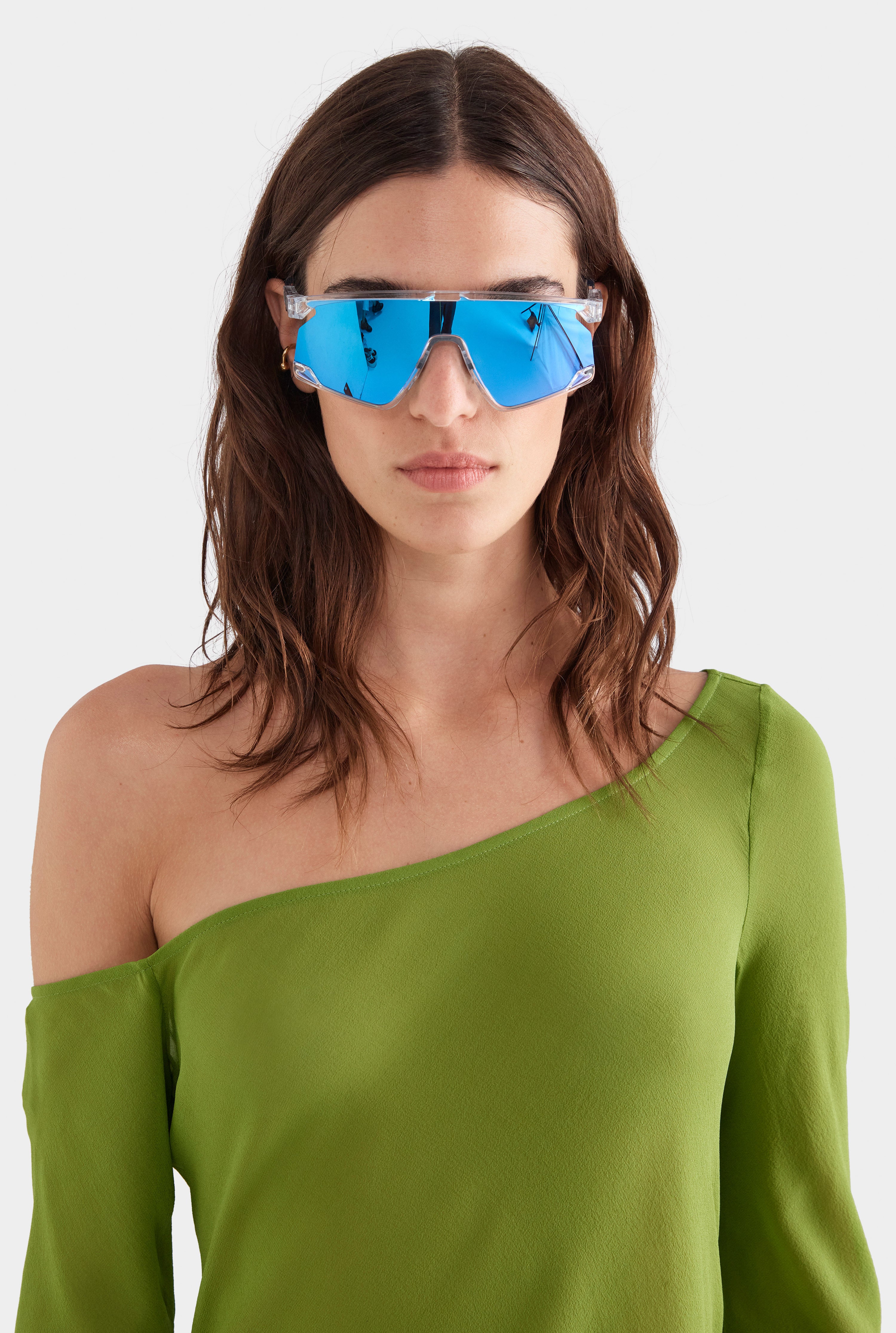 One Shoulder Silk Mini Dress - Leaf Green