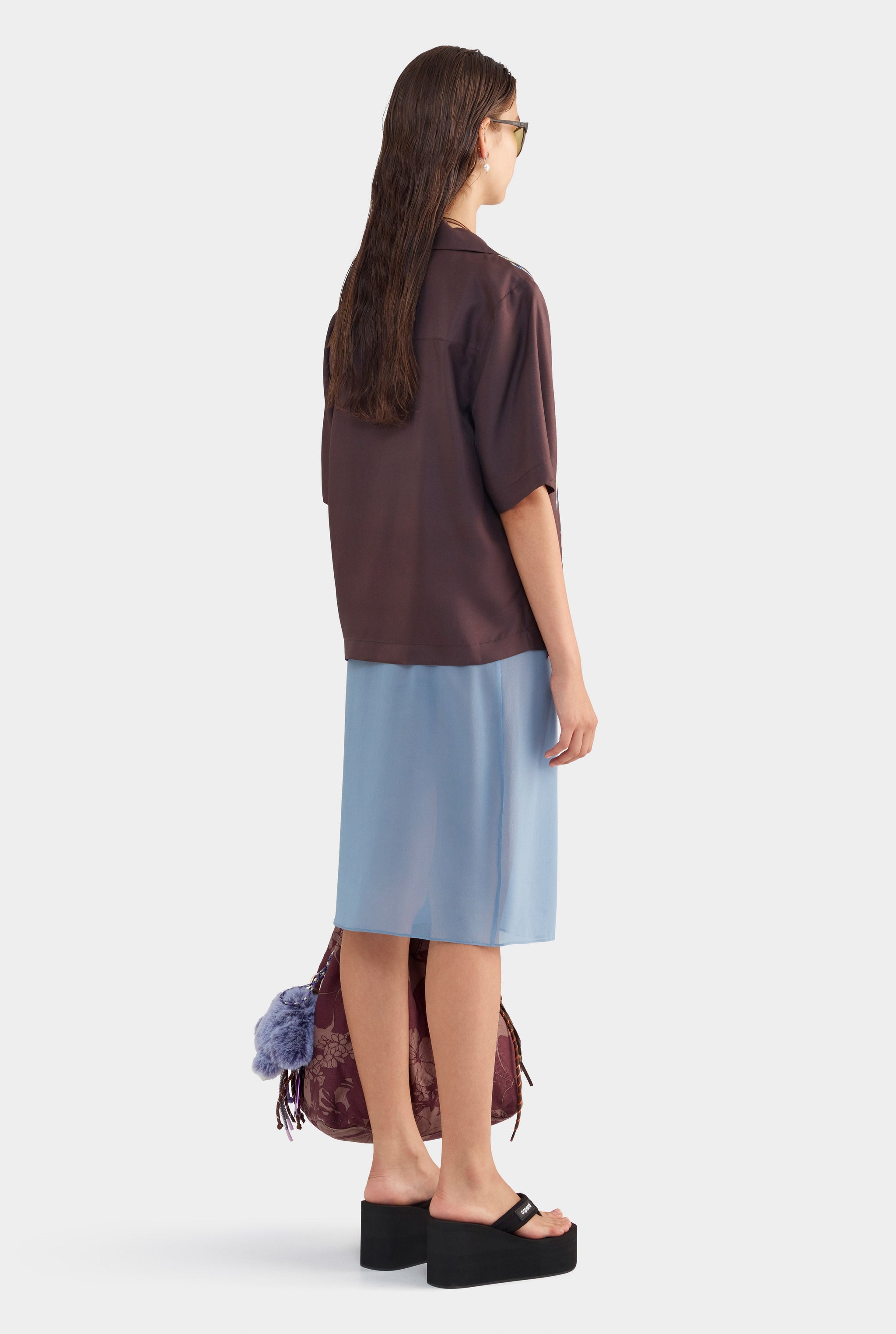 Relaxed Silk Camp Collar Shirt - Pineapple Print