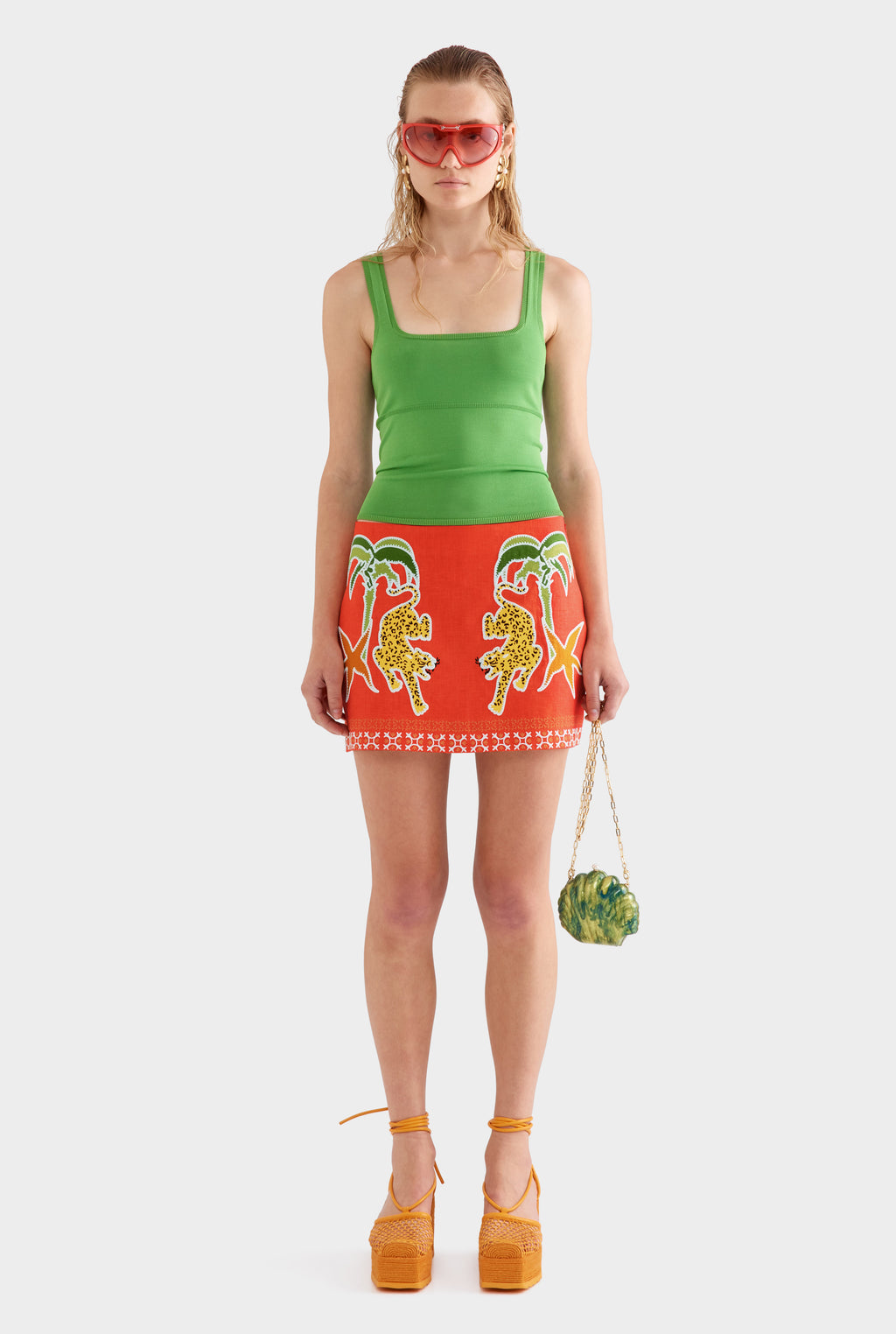 Square Neck Knit Tank - Cactus