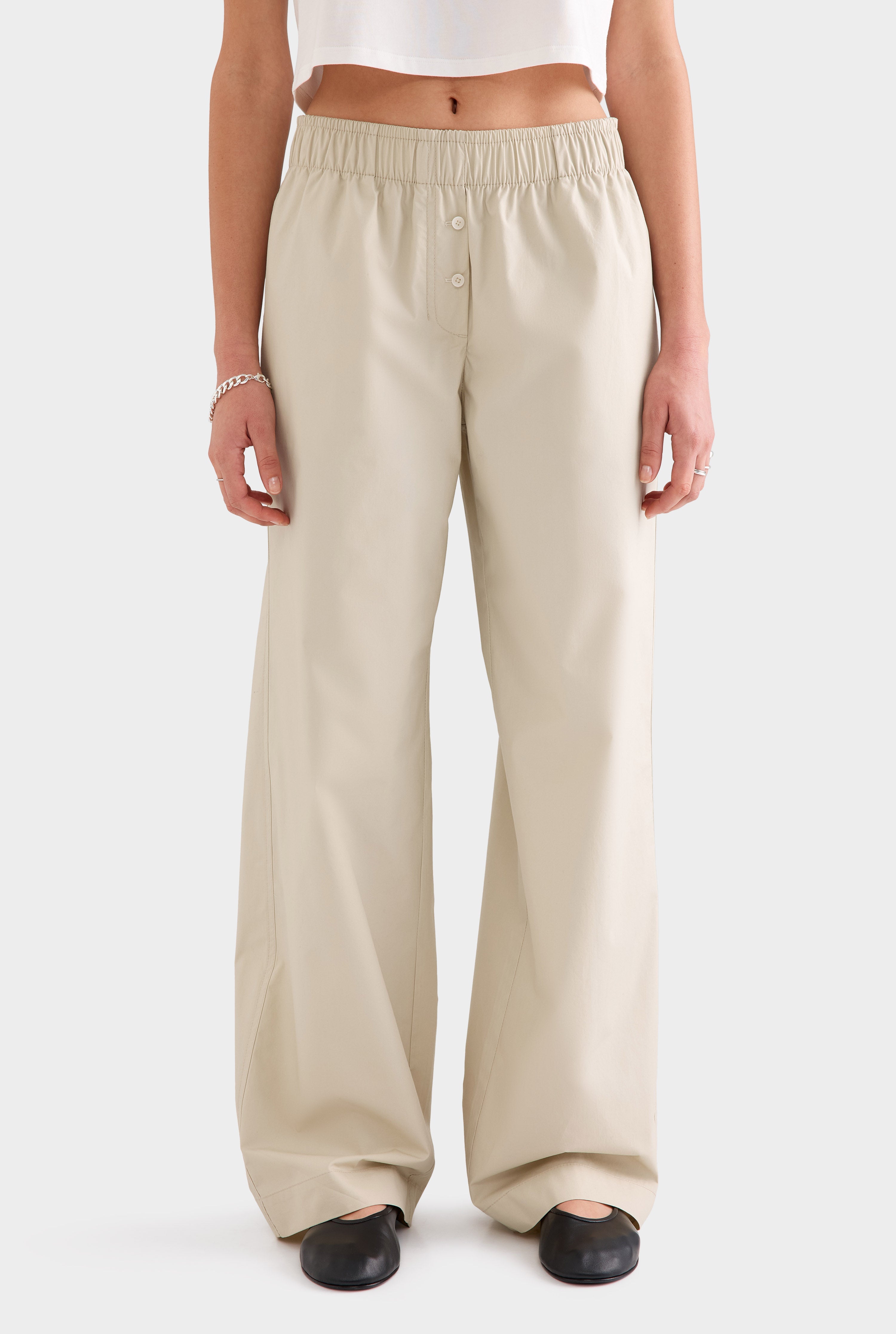 Cotton Poplin Pant - Pistachio Shell