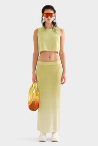 Rib Knitted Skirt - Lemongrass Gradient