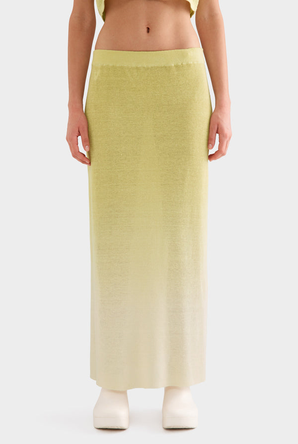 Rib Knitted Skirt - Lemongrass Gradient