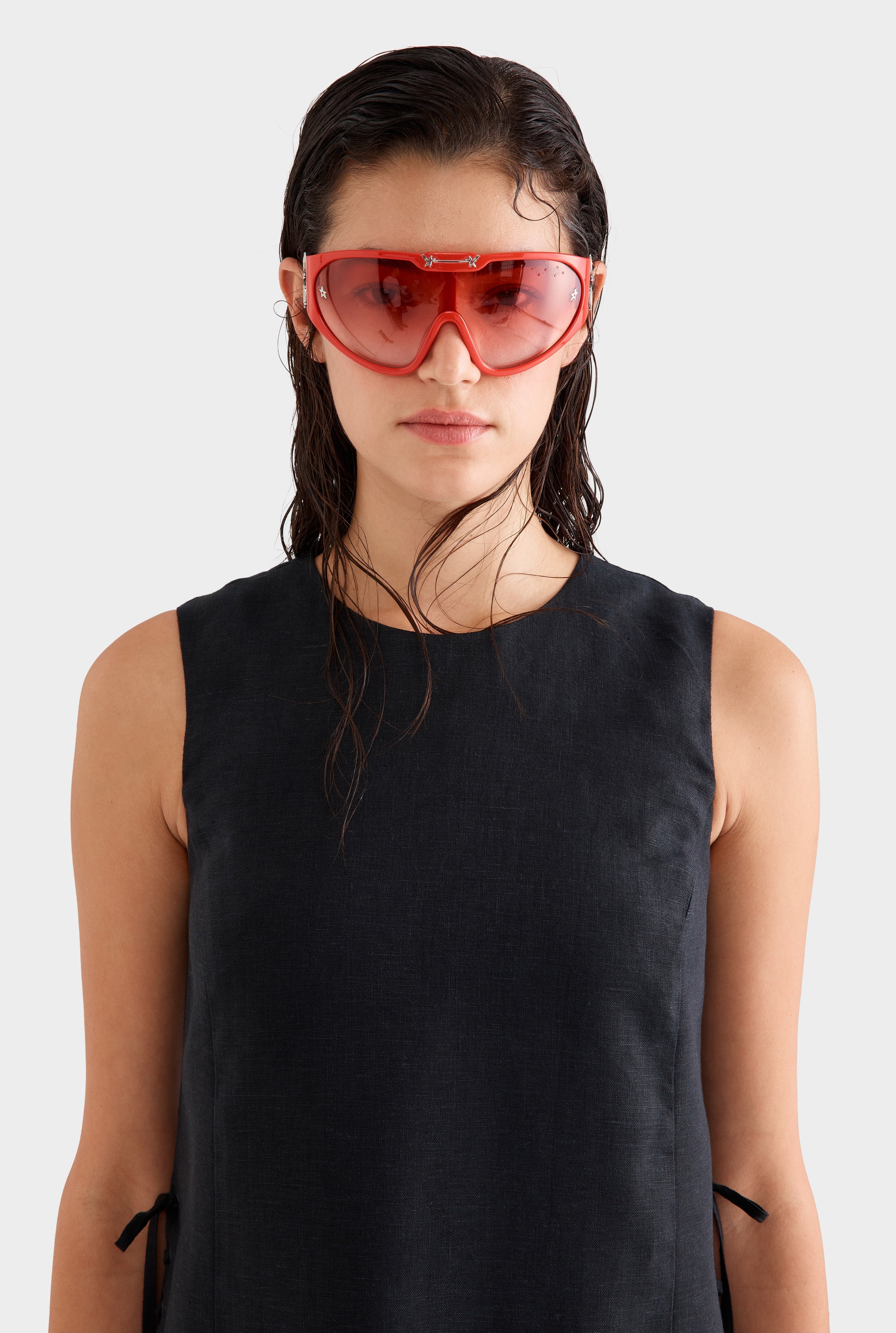 Linen Lace Up Mini Dress - Black