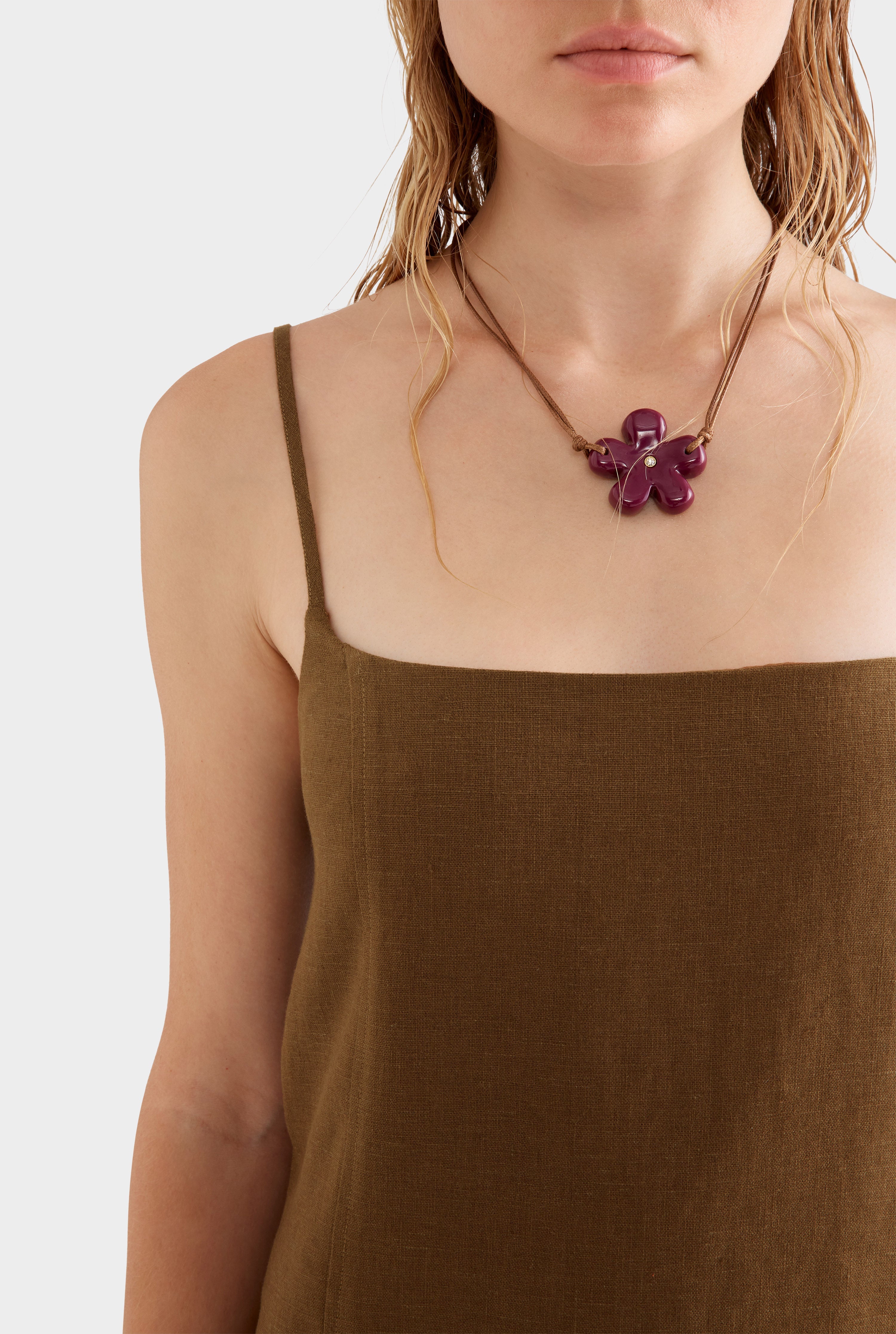 Linen Panelled Mini Dress - Cocoa