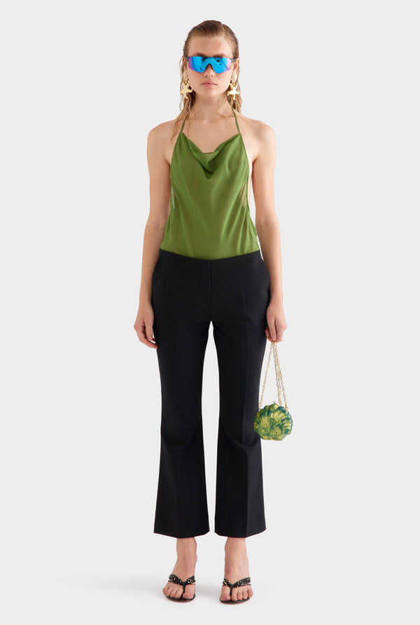 Low Rise Stretch Wool Pant - Black