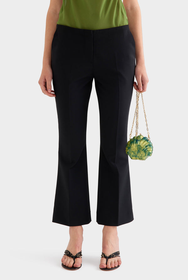 Low Rise Stretch Wool Pant - Black